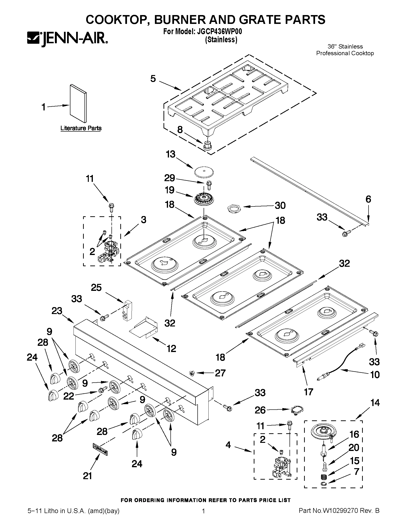 01 - COOKTOP, BURNER AND GRATE PARTS