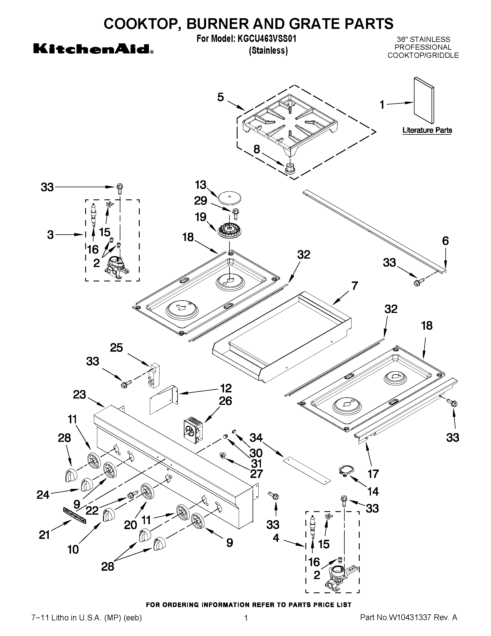 01 - COOKTOP, BURNER AND GRATE PARTS