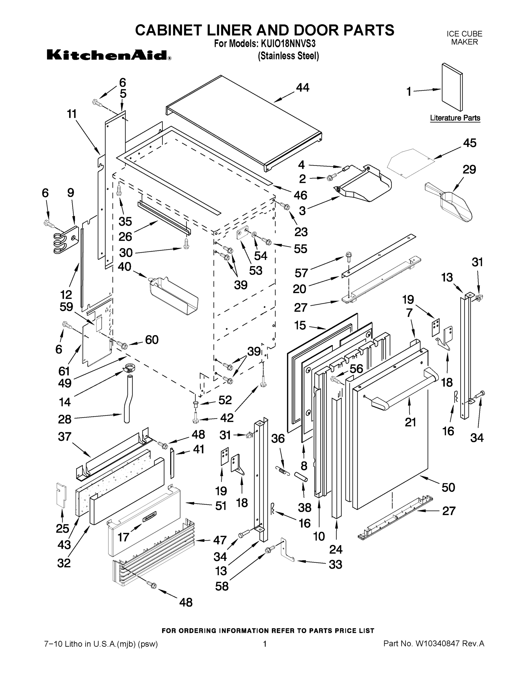 01 - CABINET LINER AND DOOR PARTS