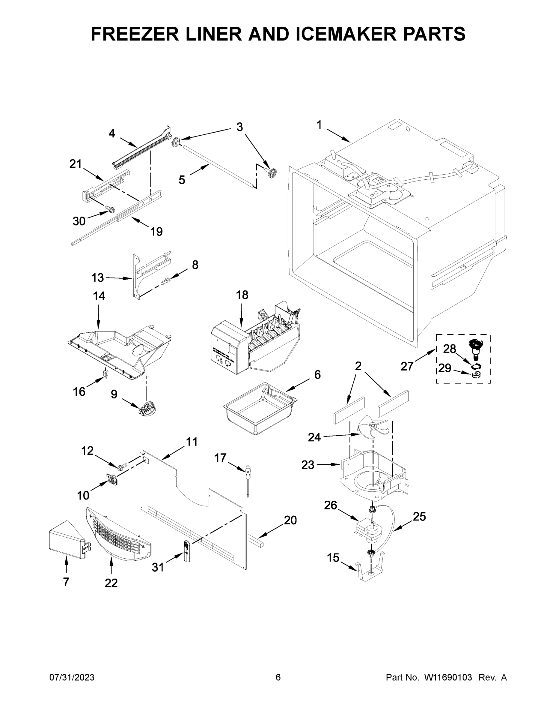 04 - FREEZER LINER AND ICEMAKER PARTS