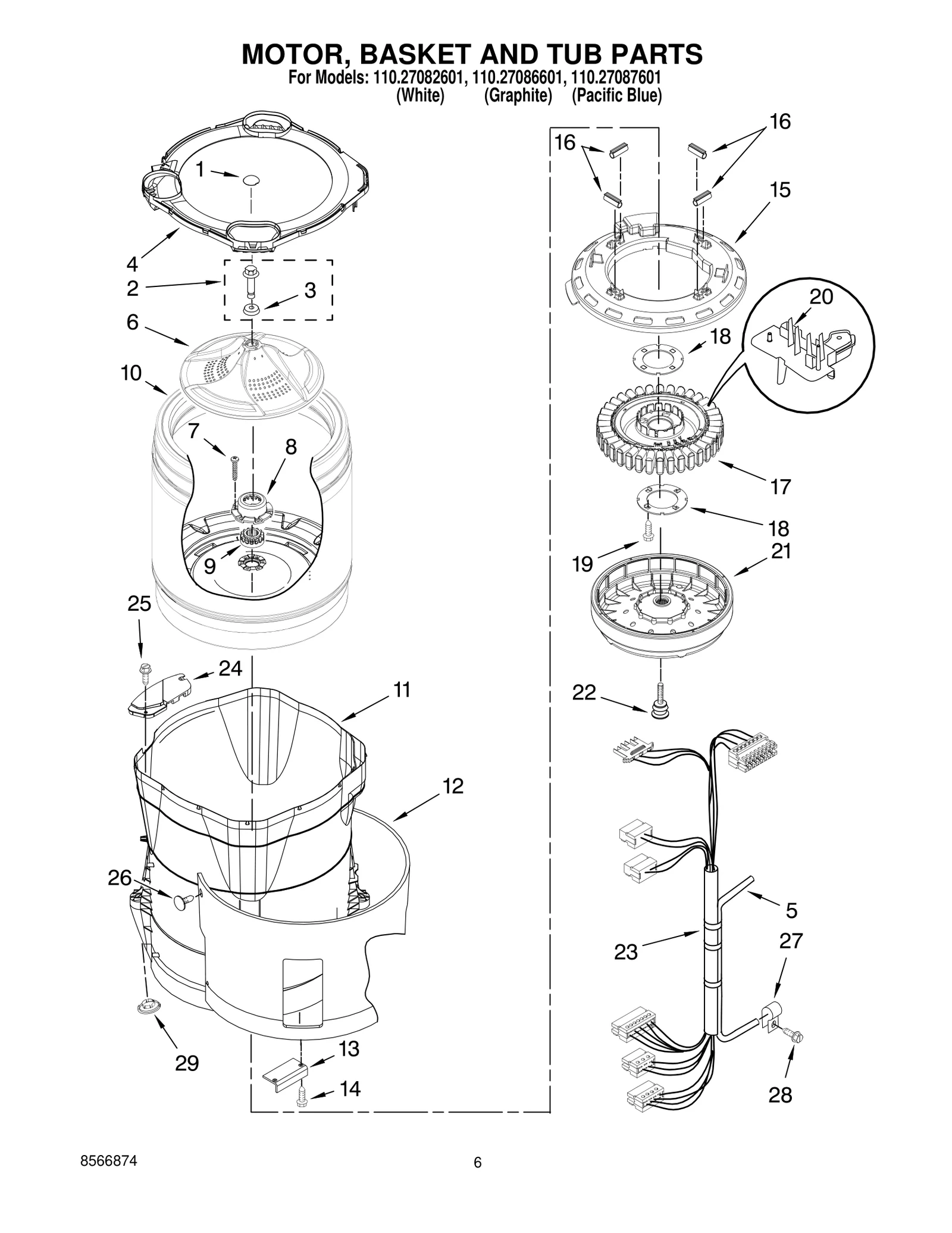 MOTOR, BASKET AND TUB PARTS