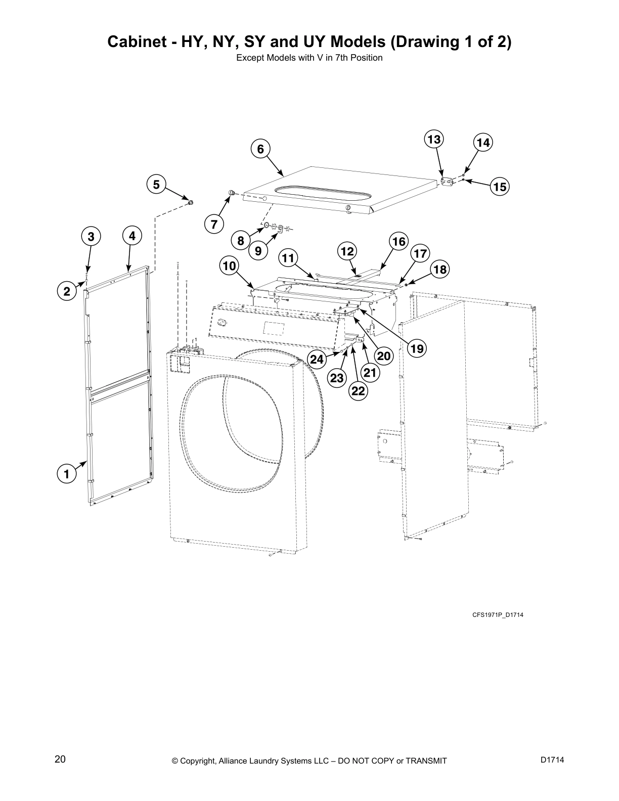 Cabinet - HY, NY, SY and UY Models (Drawing 1 of 2)