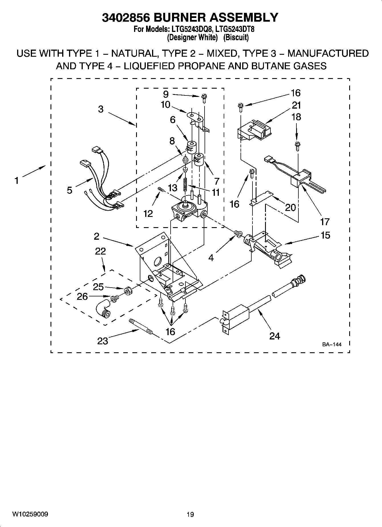 16 - 3402856 BURNER ASSEMBLY