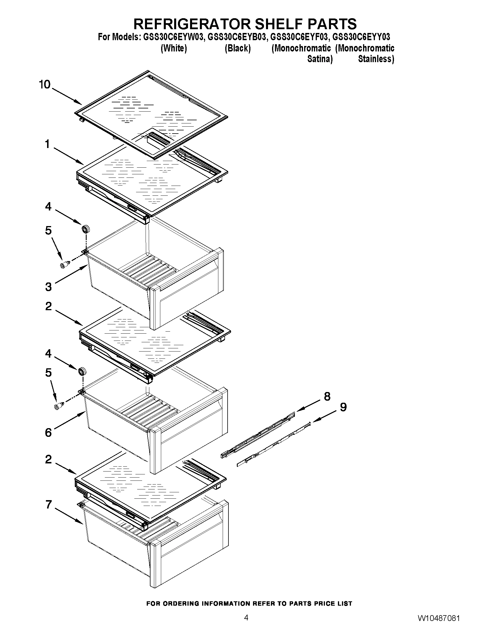 03 - REFRIGERATOR SHELF PARTS