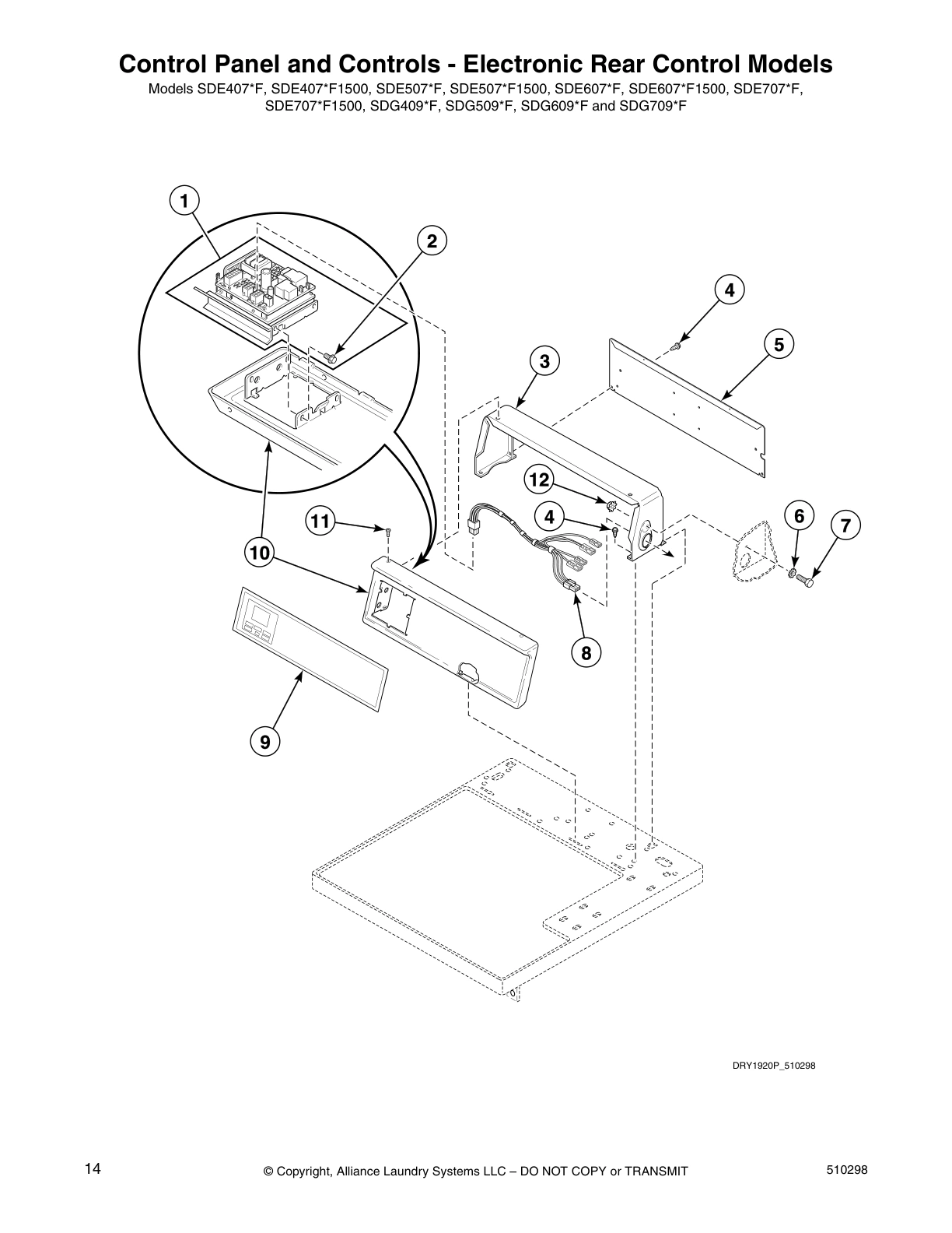 Control Panel and Controls - Electronic Rear Control Models