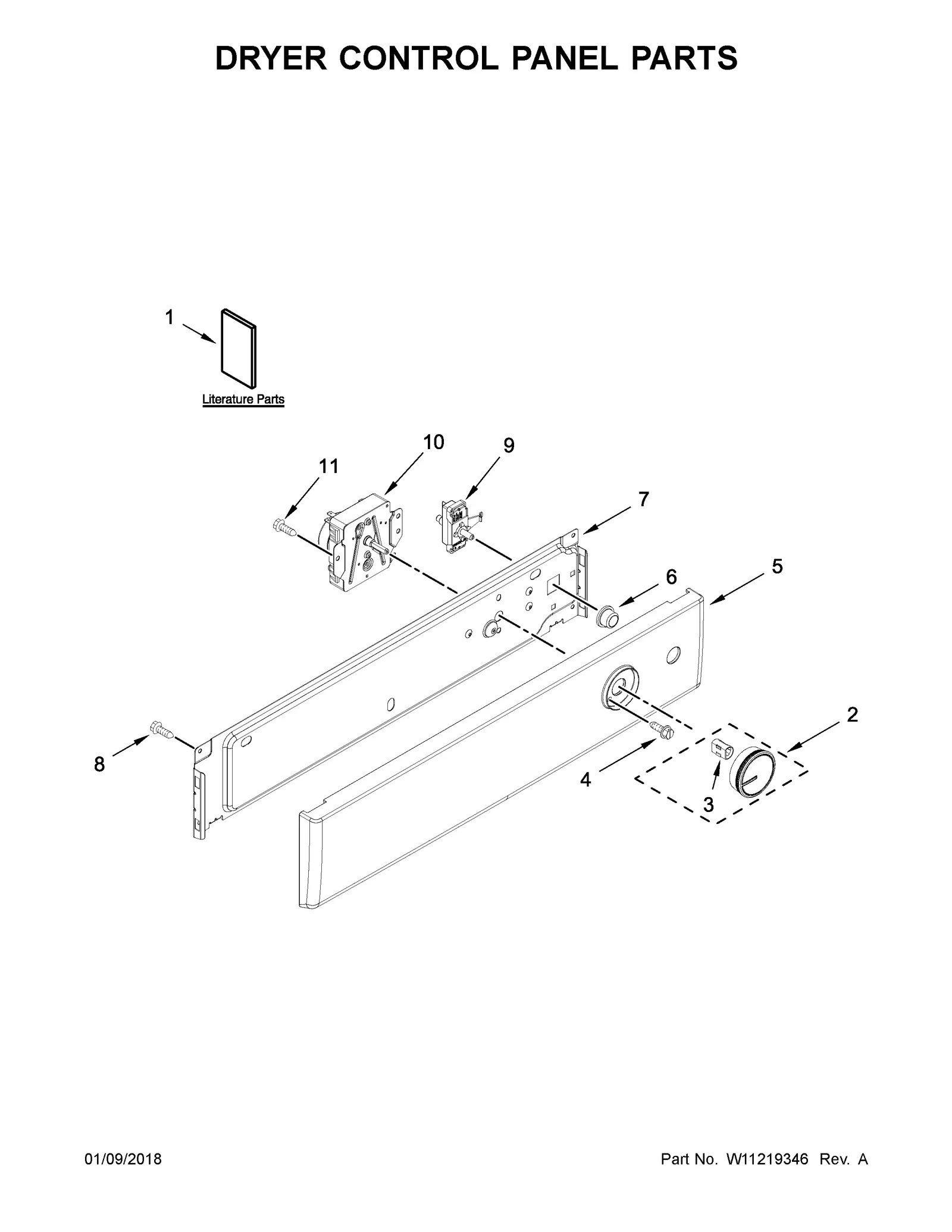 DRYER CONTROL PANEL PARTS