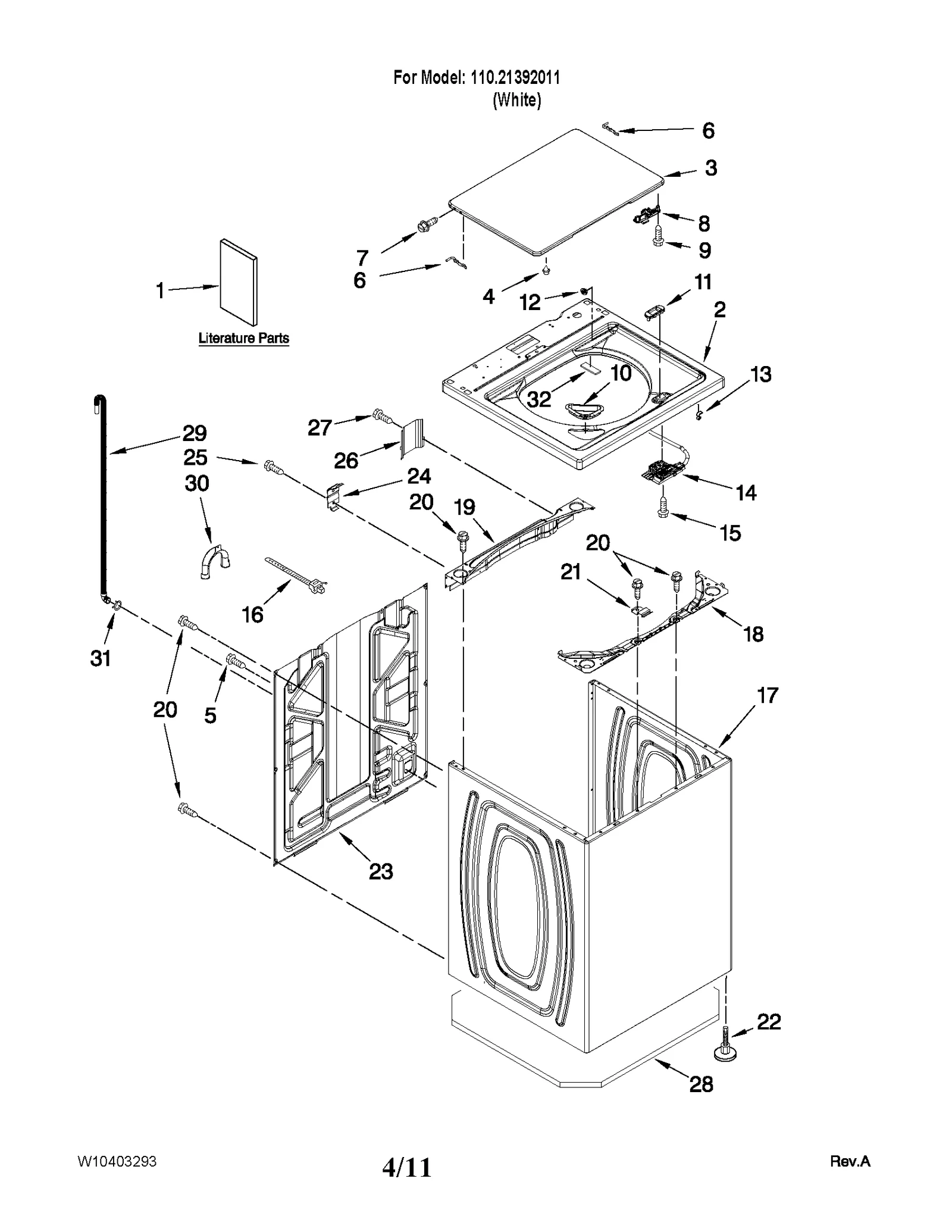 TOP AND CABINET PARTS