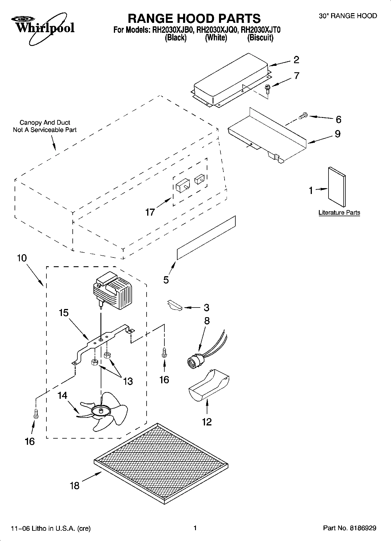 01 - RANGE HOOD PARTS