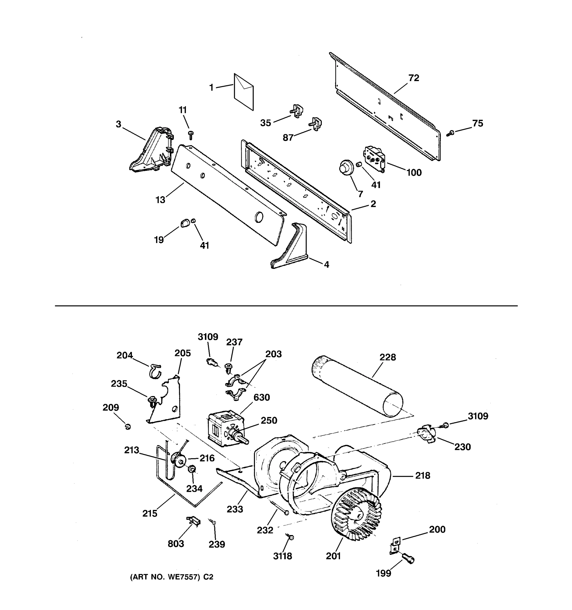 BACKSPLASH, BLOWER & DRIVE ASSEMBLY