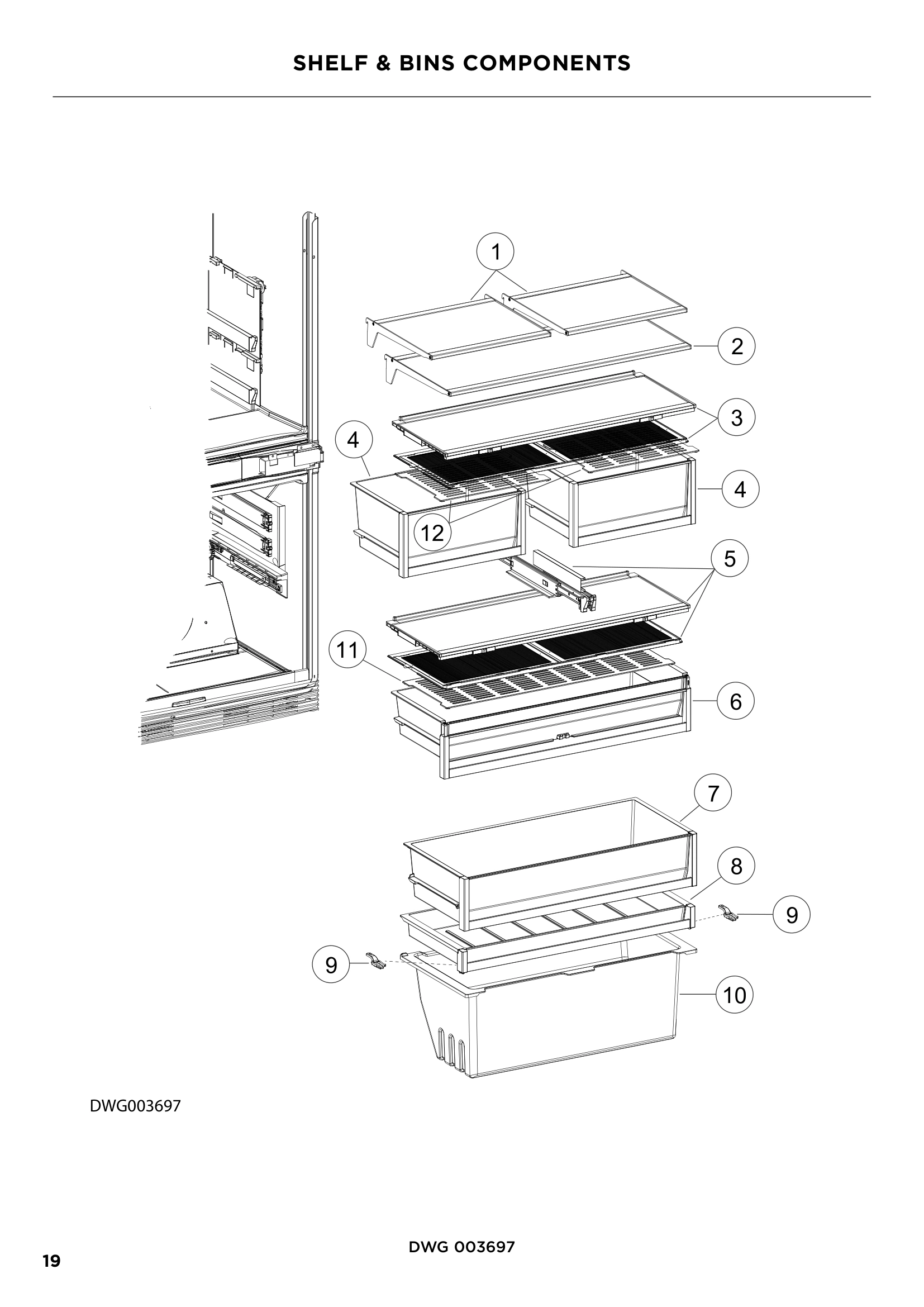 SHELF & BINS COMPONENTS