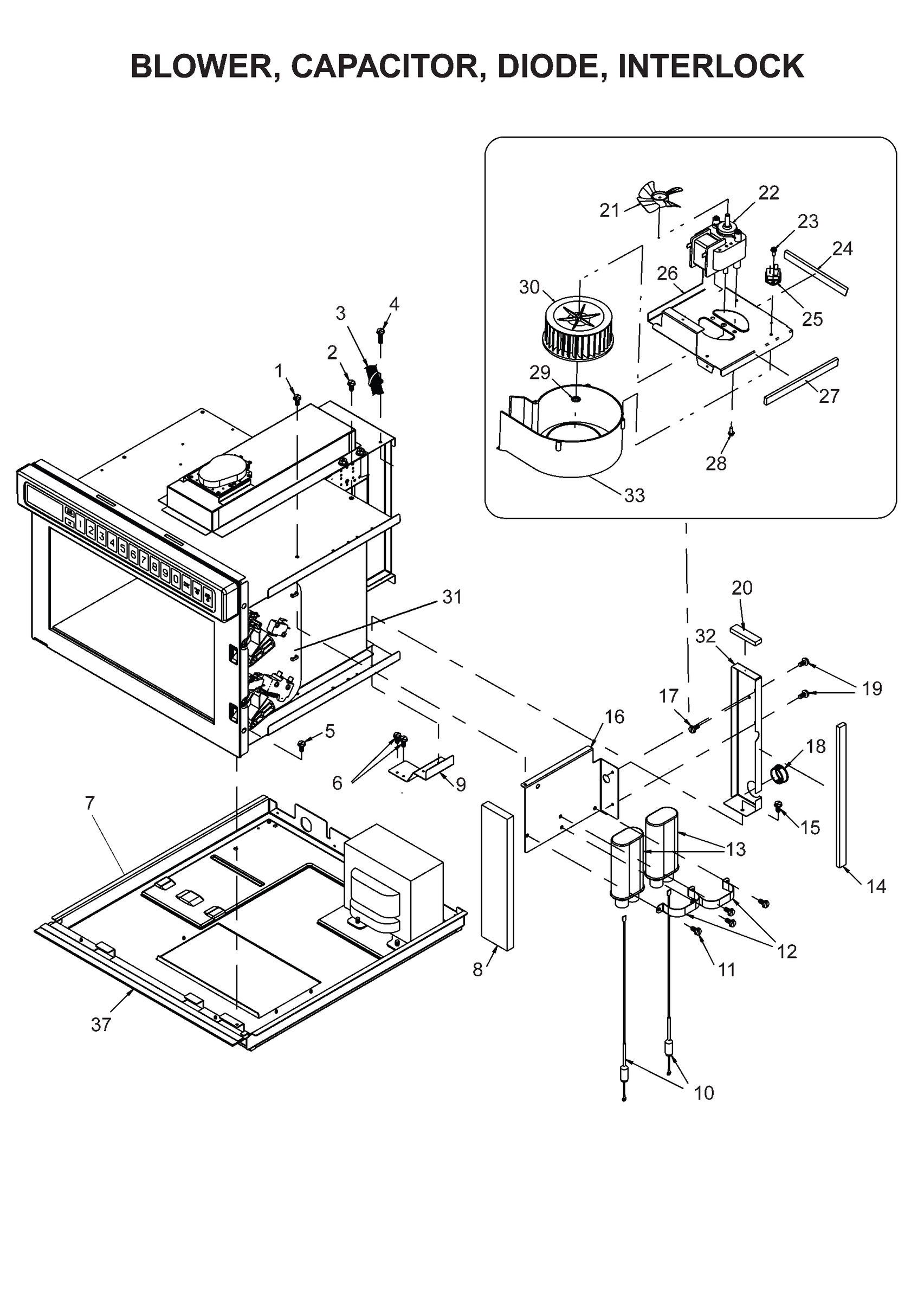 BLOWER / CAPACITOR / DIODE / INTERLOCK