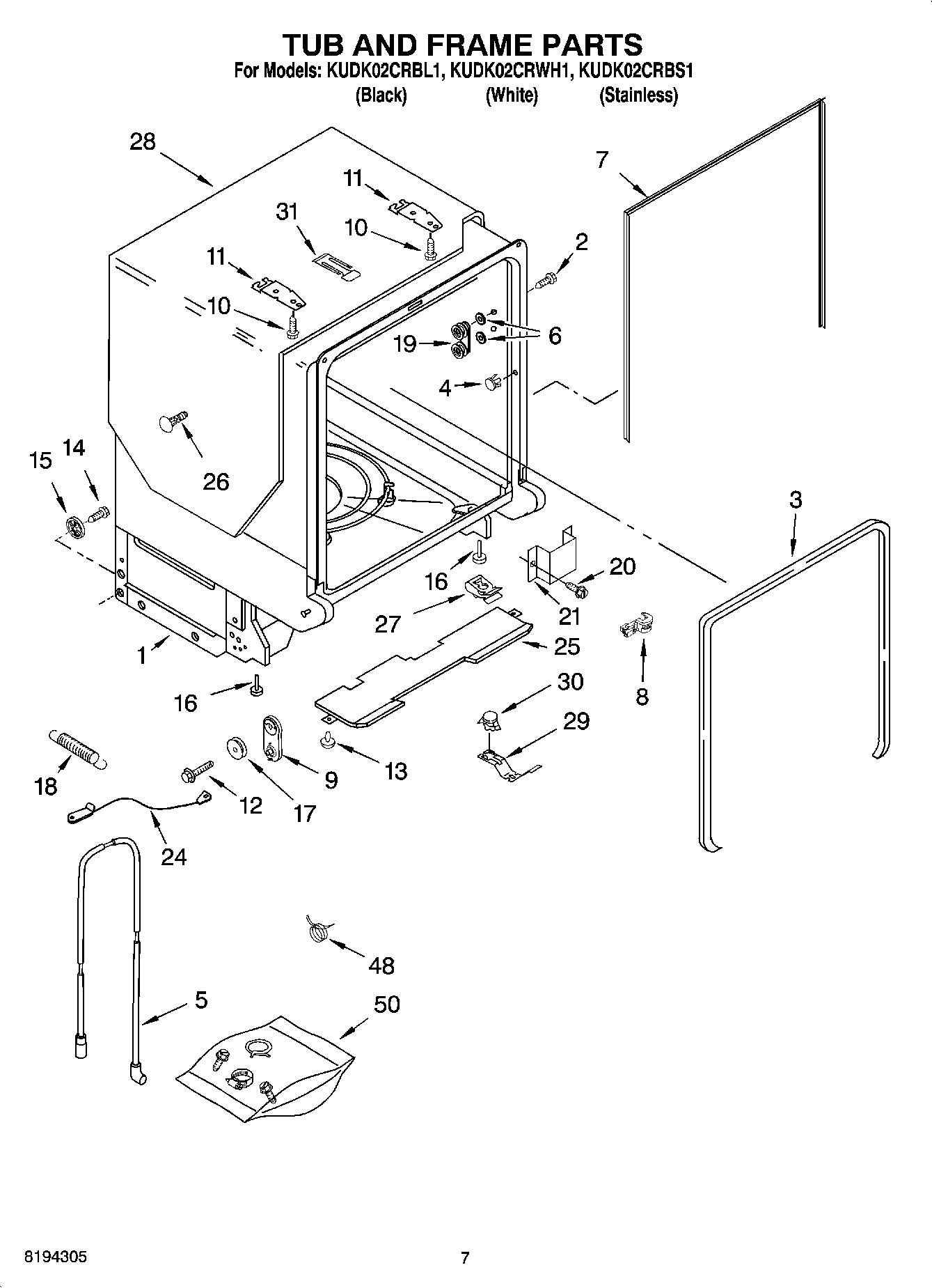 07 - TUB AND FRAME PARTS