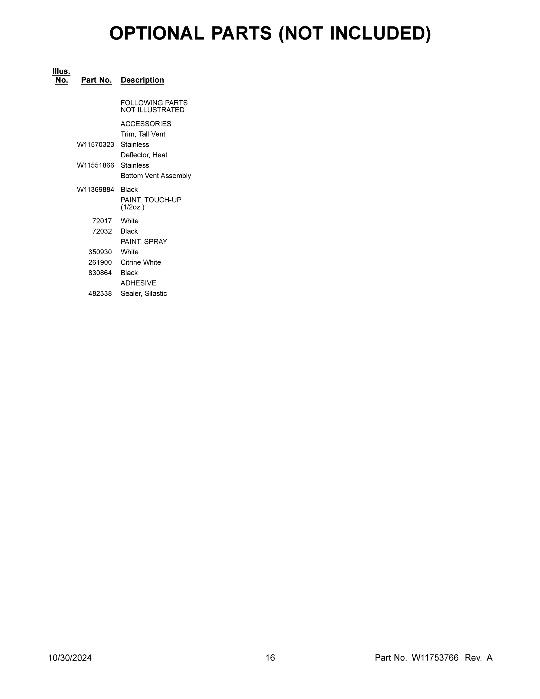 09 - OPTIONAL PARTS (NOT INCLUDED)