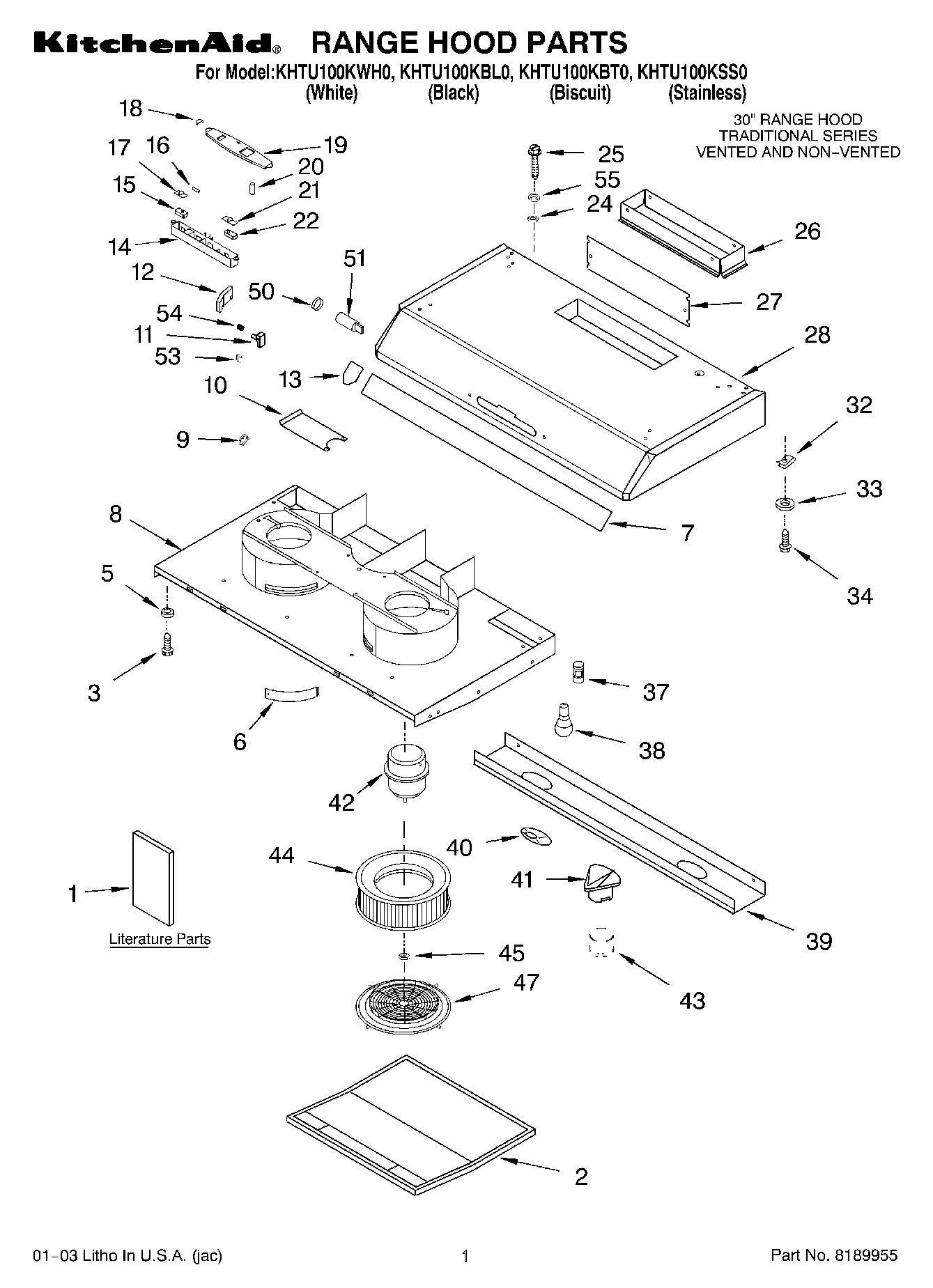 01 - RANGE HOOD PARTS