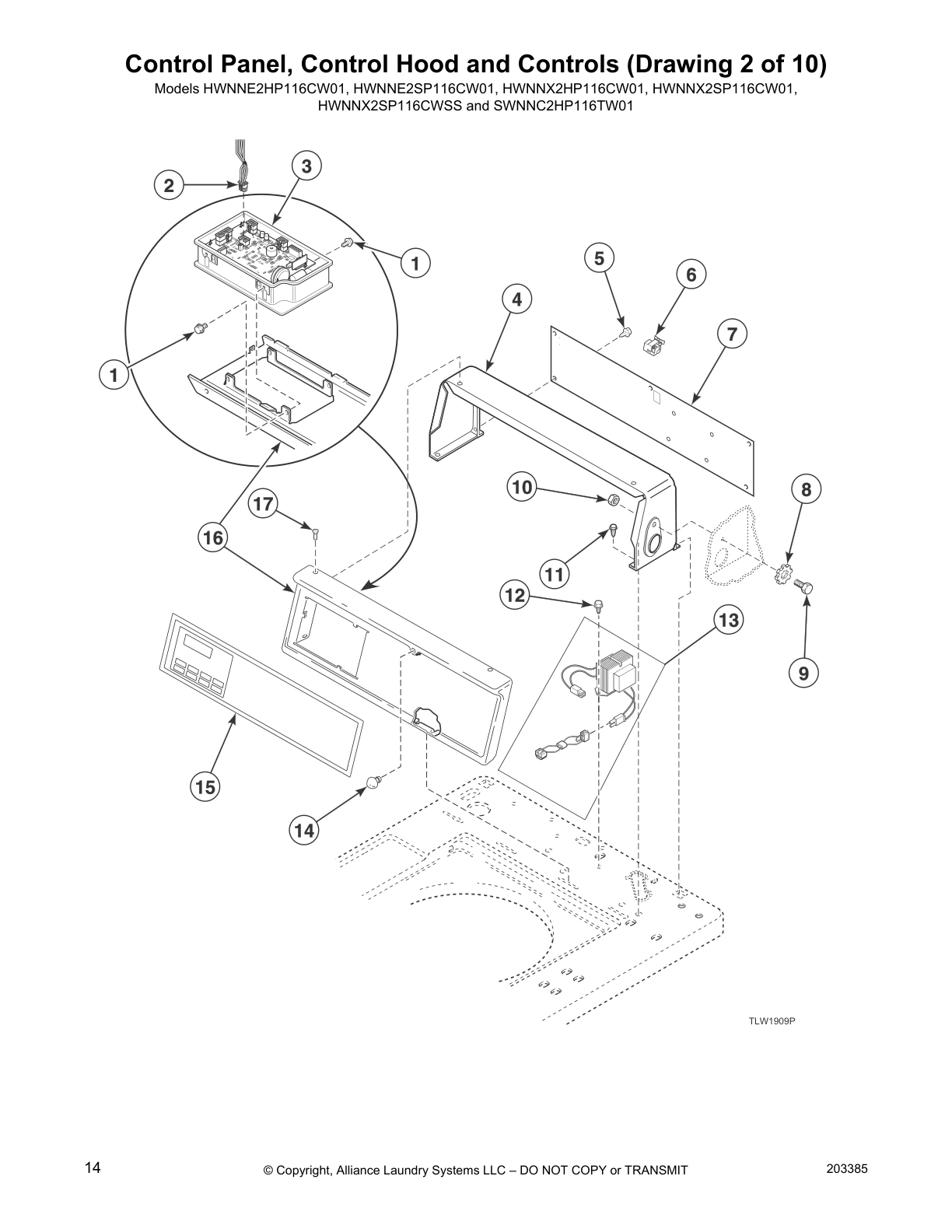 Control Panel, Control Hood and Controls (Drawing 2 of 10)