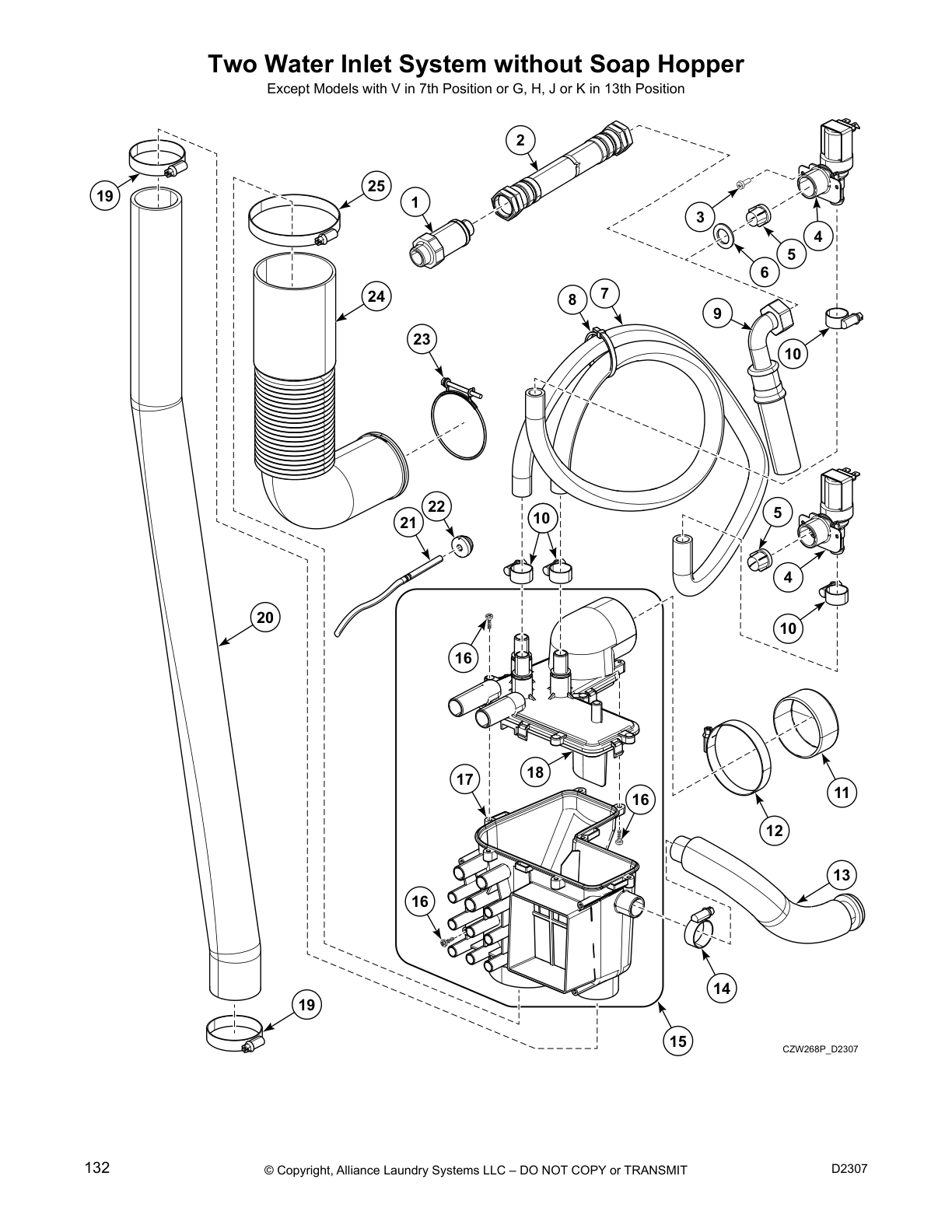 Two Water Inlet System without Soap Hopper