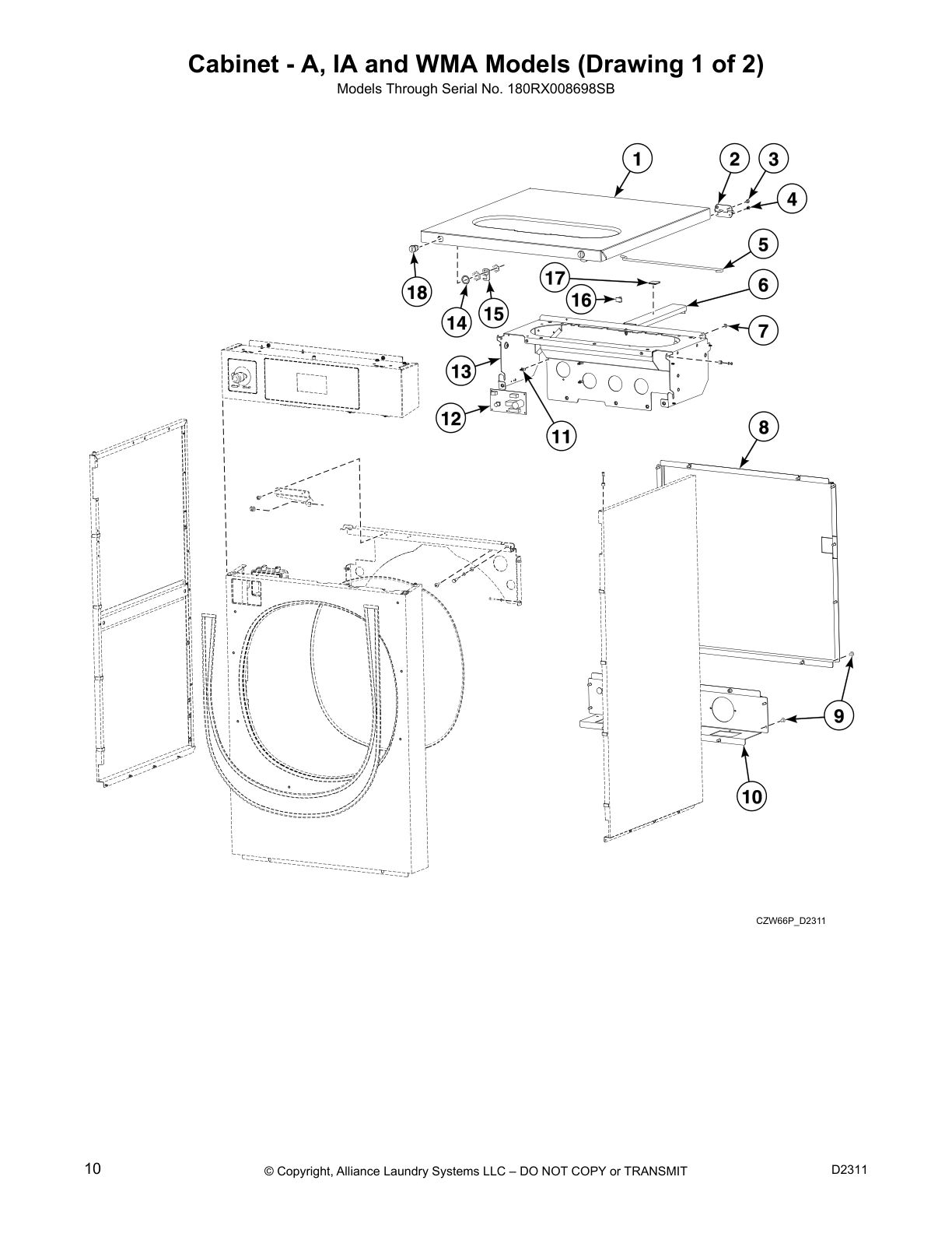 Cabinet - A, IA and WMA Models (Drawing 1 of 2)
