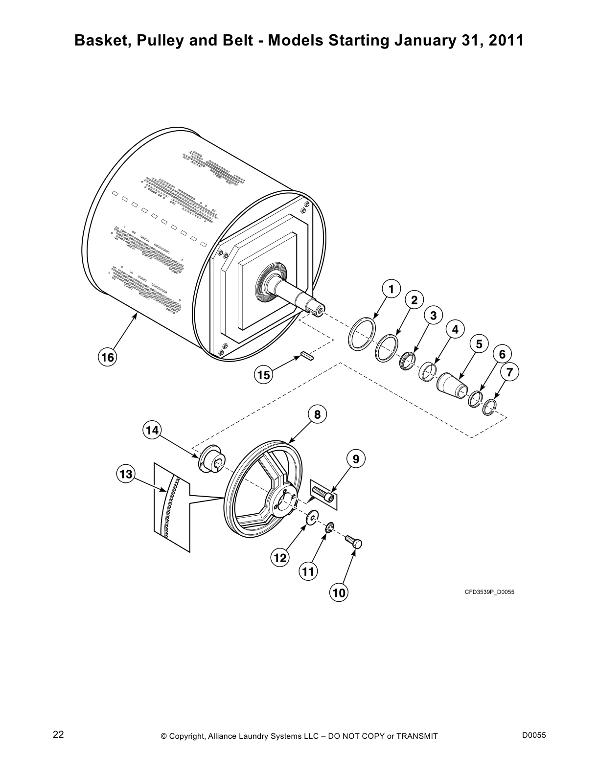 Basket, Pulley and Belt - Models Starting January 31, 2011