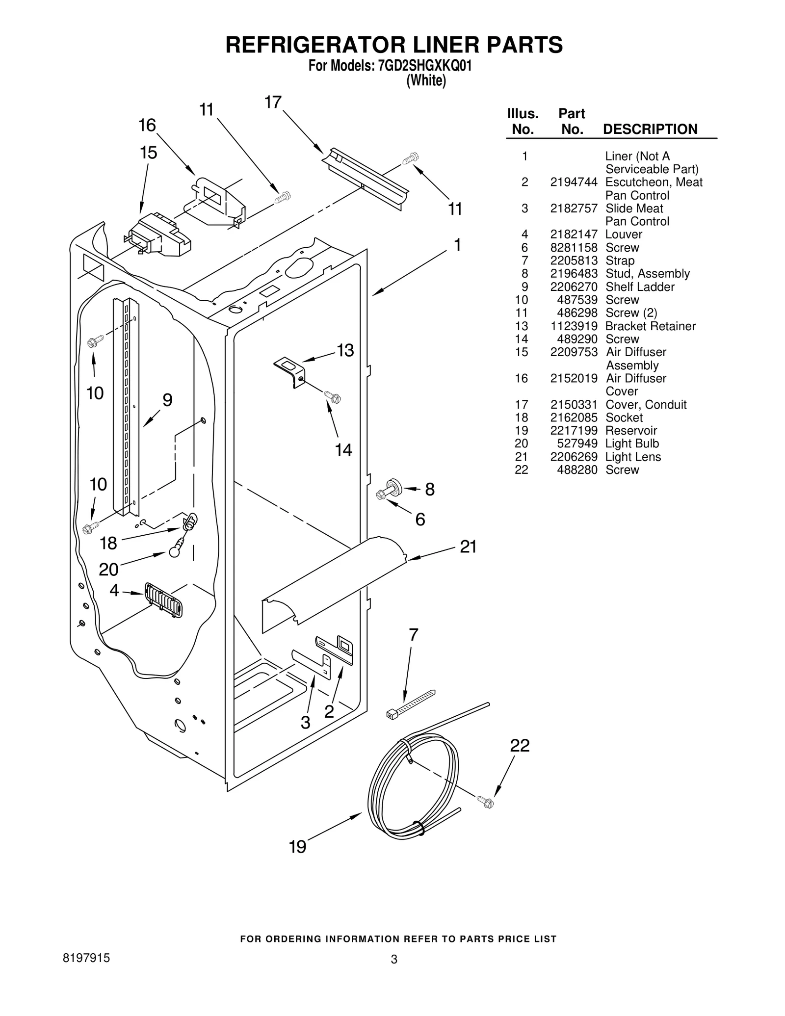 REFRIGERATOR LINER PARTS