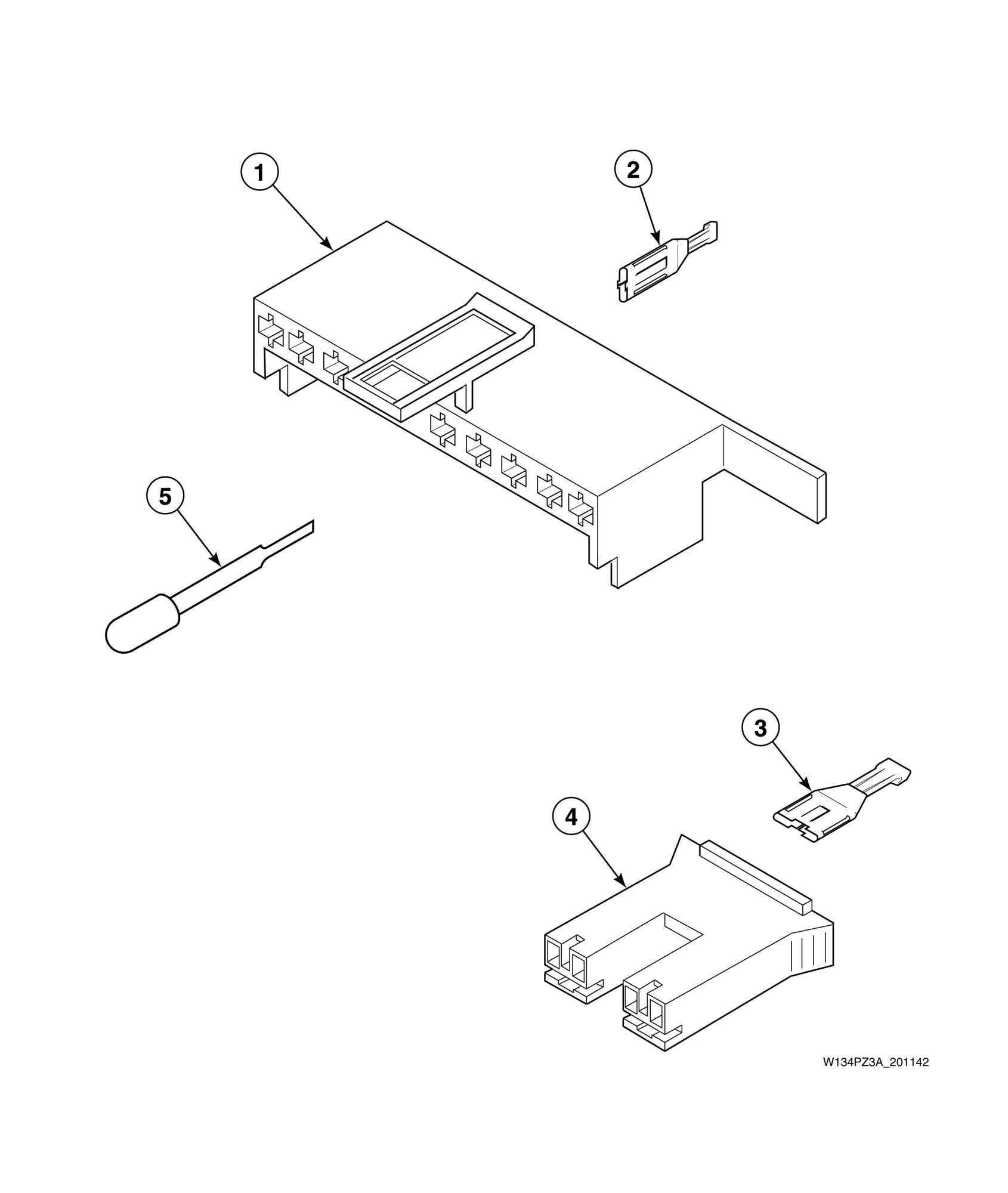 Mixing Valve and Motor Connection Blocks, Terminals and Extractor Tool