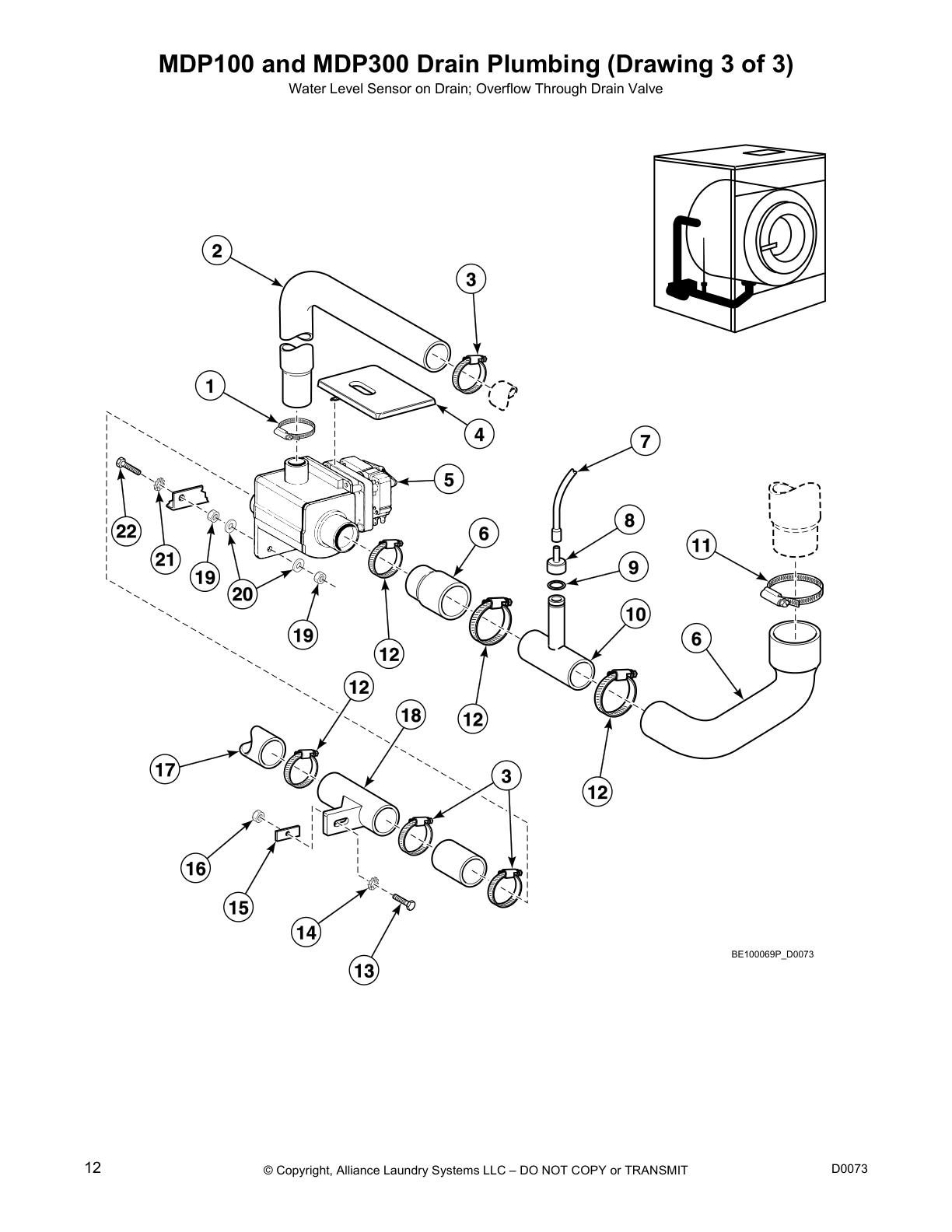 MDP100 and MDP300 Drain Plumbing (Drawing 3 of 3)