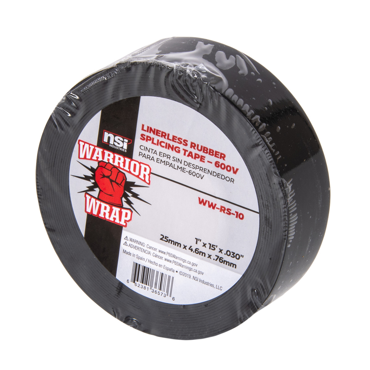 Black Linerless Rubber Splicing Tape, 1in Wide, 15ft Long - NSI Industries