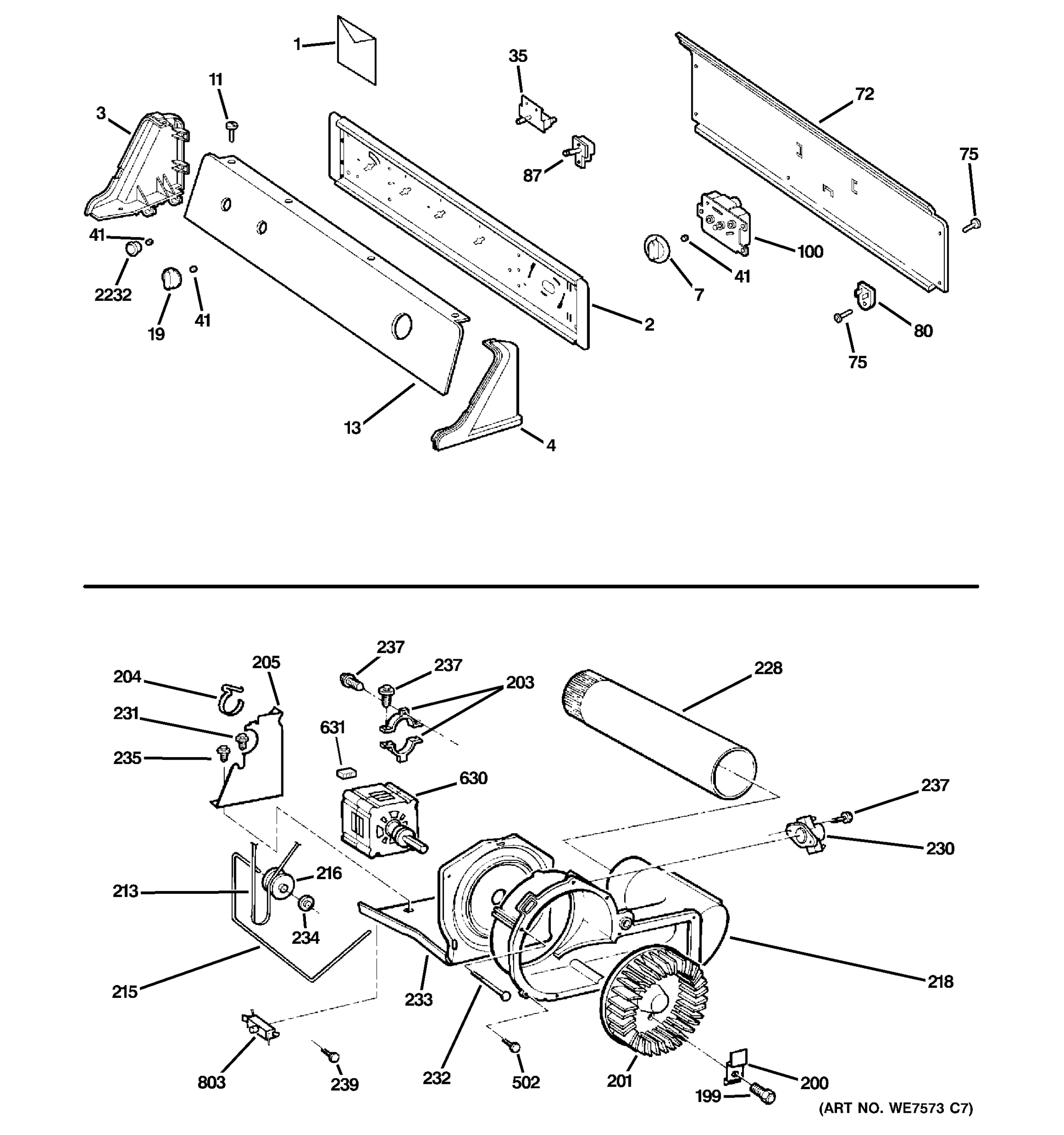 BACKSPLASH, BLOWER & MOTOR ASSEMBLY