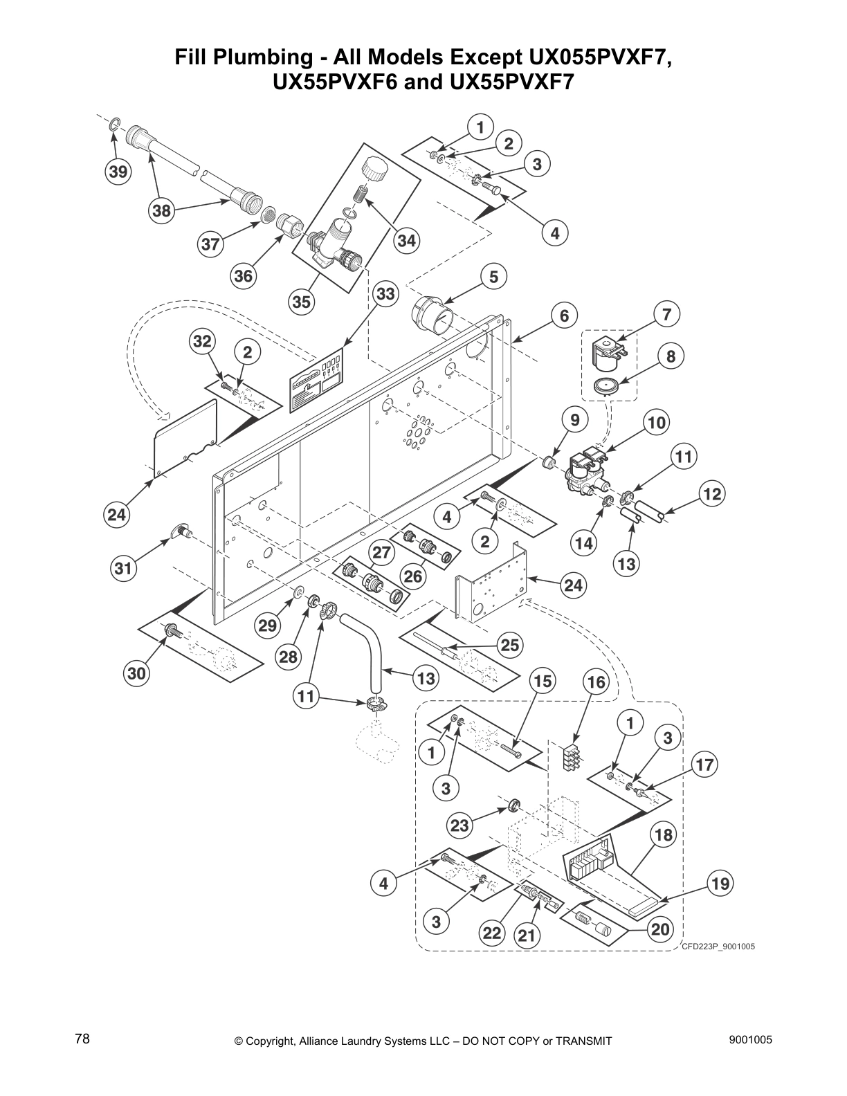 Fill Plumbing - All Models Except UX055PVXF7,
UX55PVXF6 and UX55PVXF7