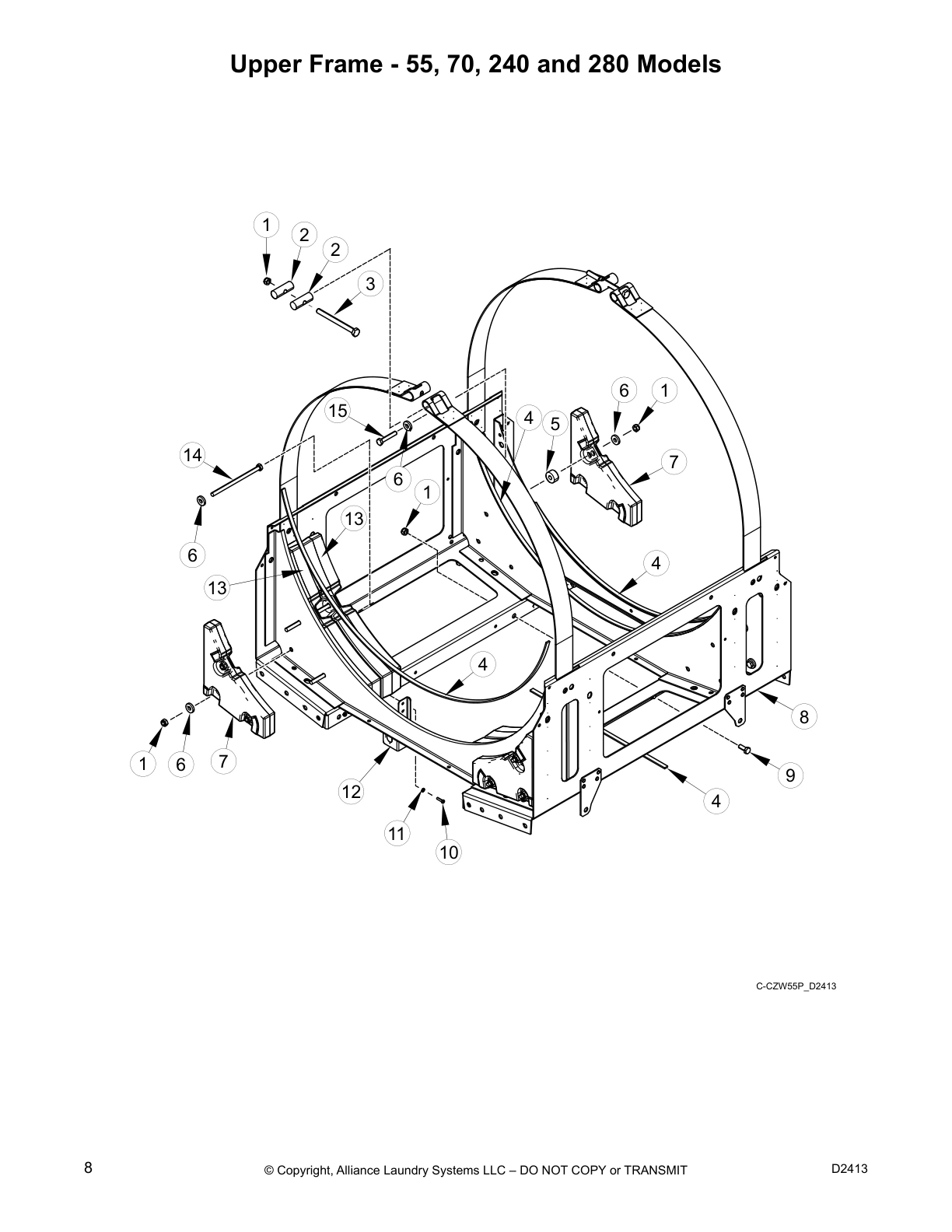 Upper Frame - 55, 70, 240 and 280 Models