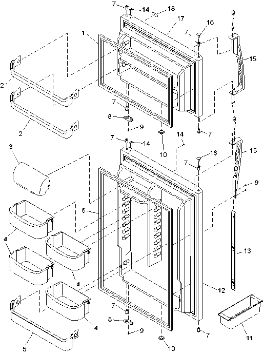 02 - DOOR ASSY, HANDLES & SHELVES
