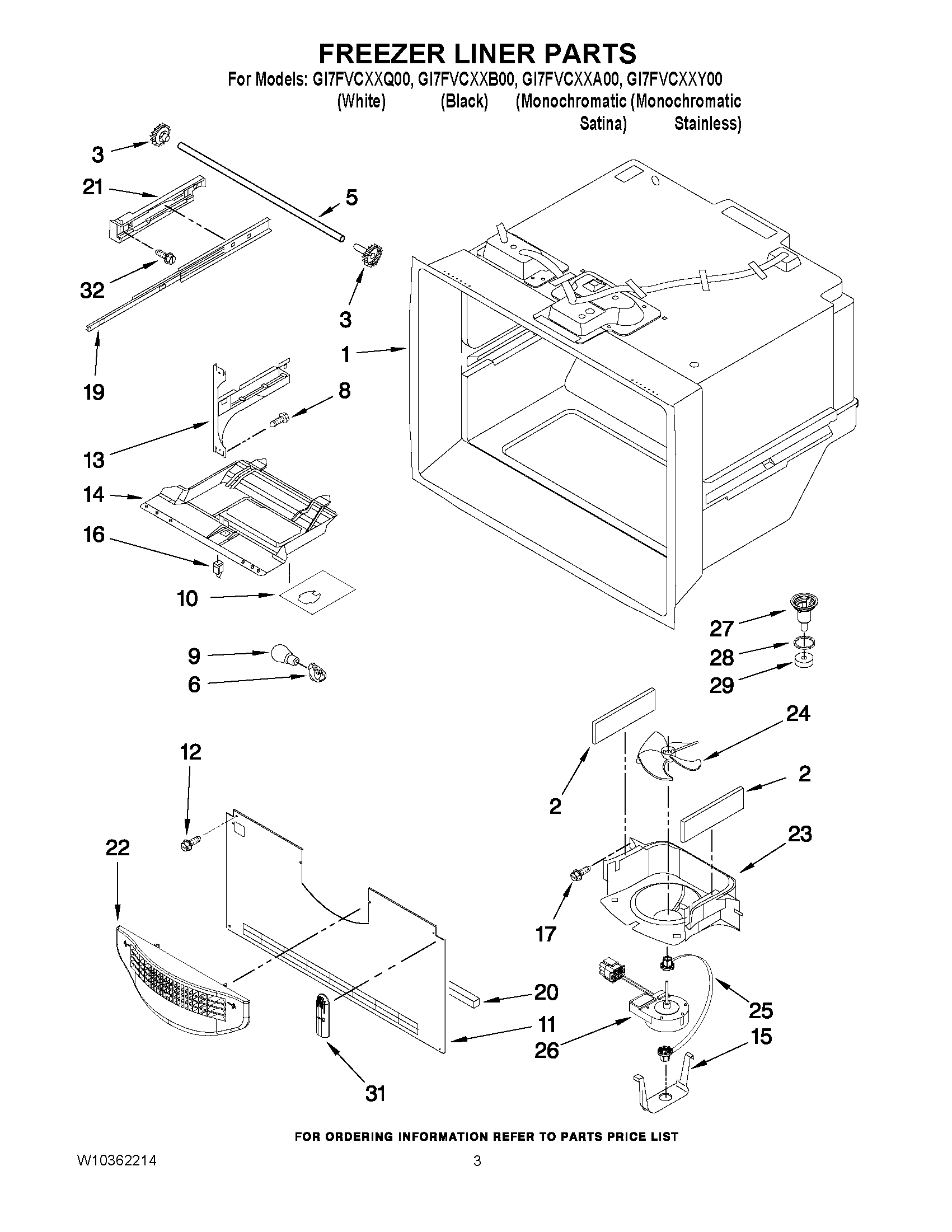 02 - FREEZER LINER PARTS