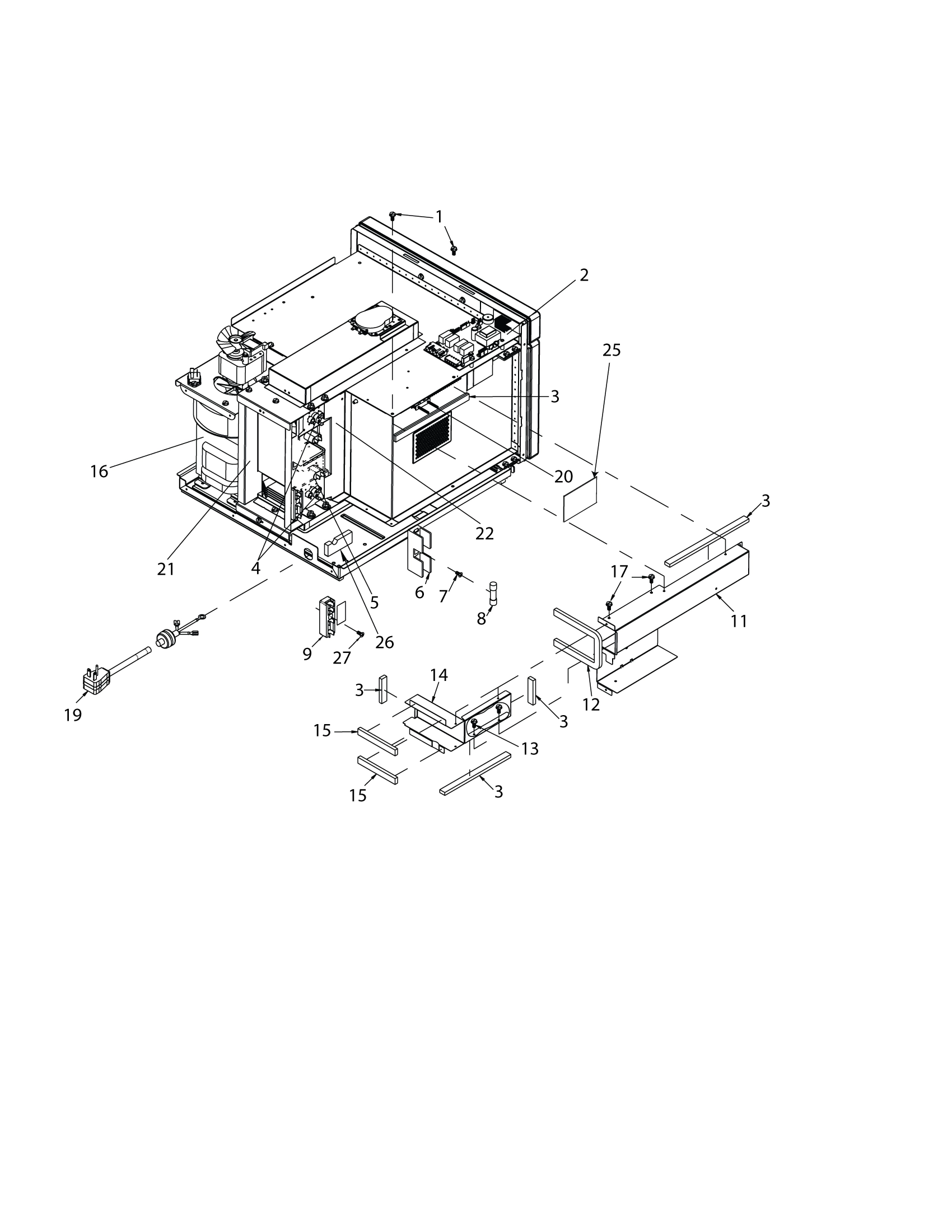 LV / HV CONTROL, MAGNETRONS, DUCTS, FUSE