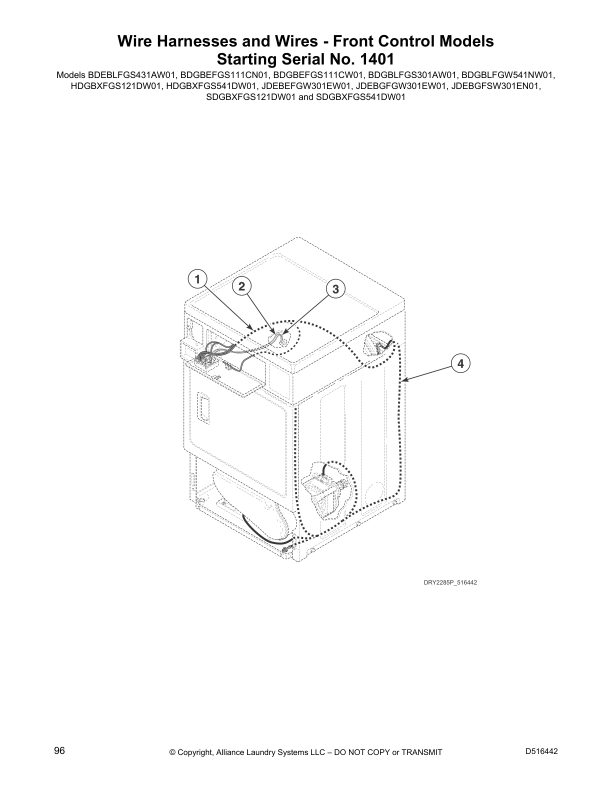 Wire Harnesses and Wires - Front Control Models
Starting Serial No. 1401