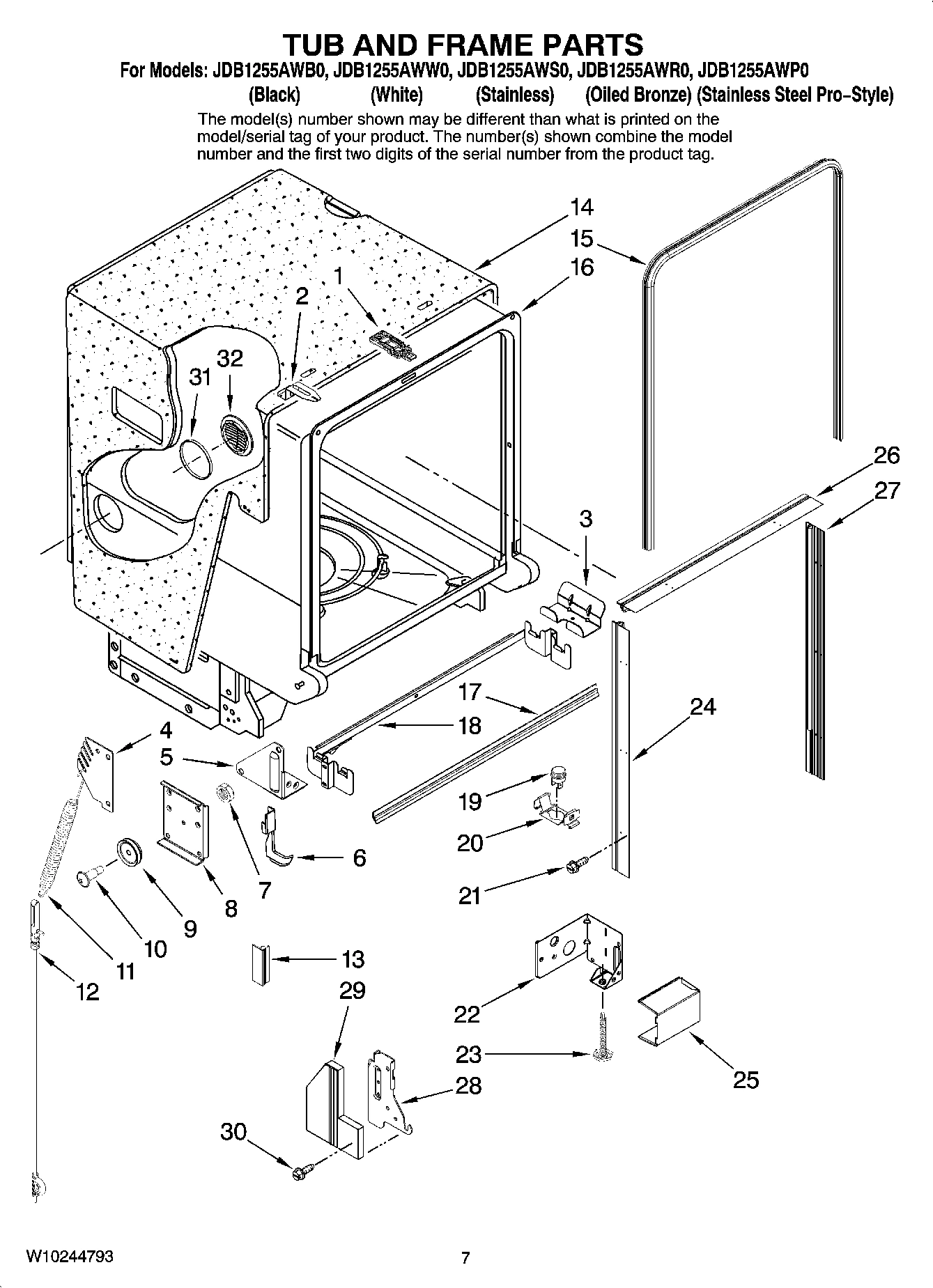 07 - TUB AND FRAME PARTS