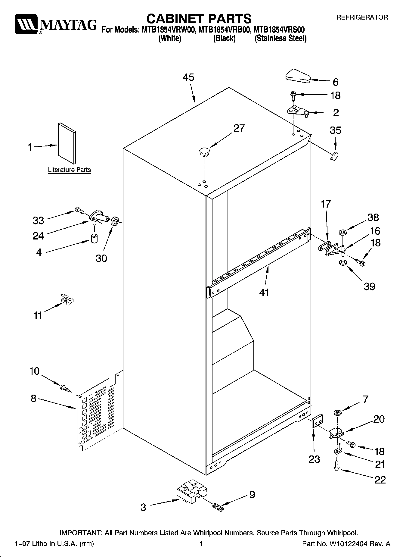 01 - CABINET PARTS