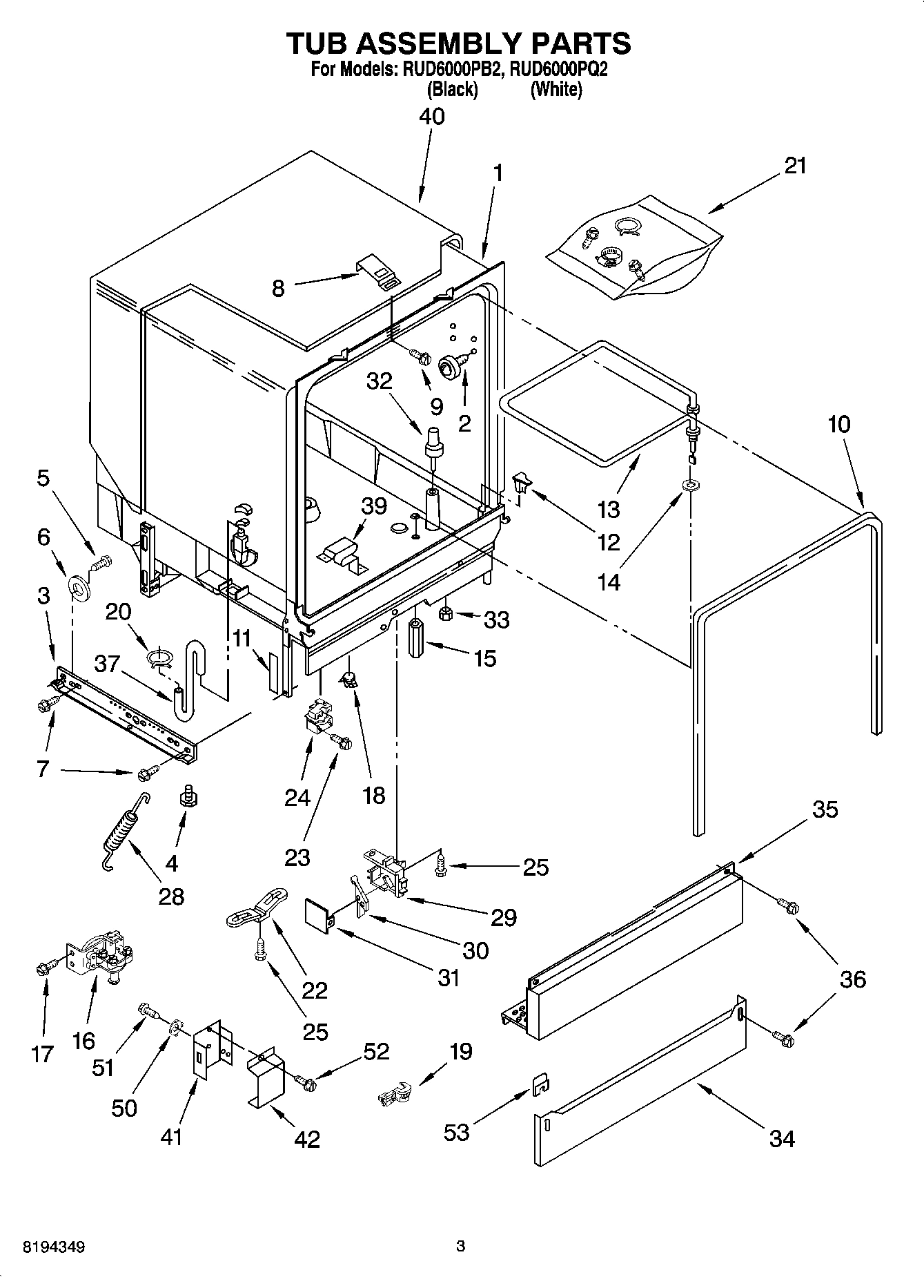 03 - TUB ASSEMBLY PARTS