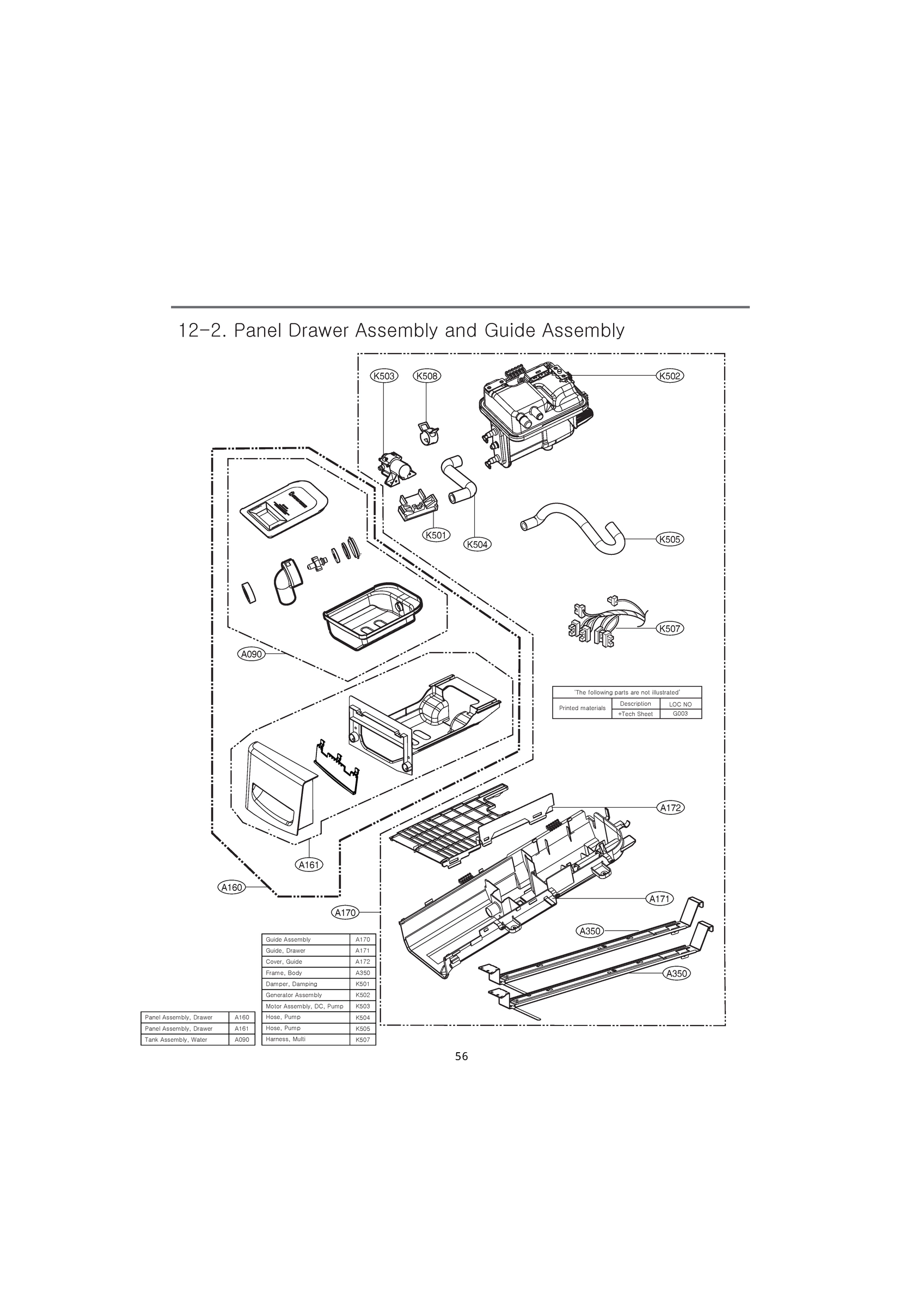 PANEL DRAWER ASSEMBLY AND GUIDE ASSEMBLY