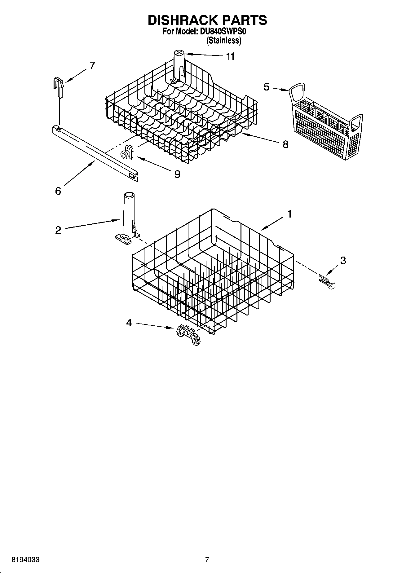 06 - DISHRACK PARTS, OPTIONAL PARTS (NOT INCLUDED)