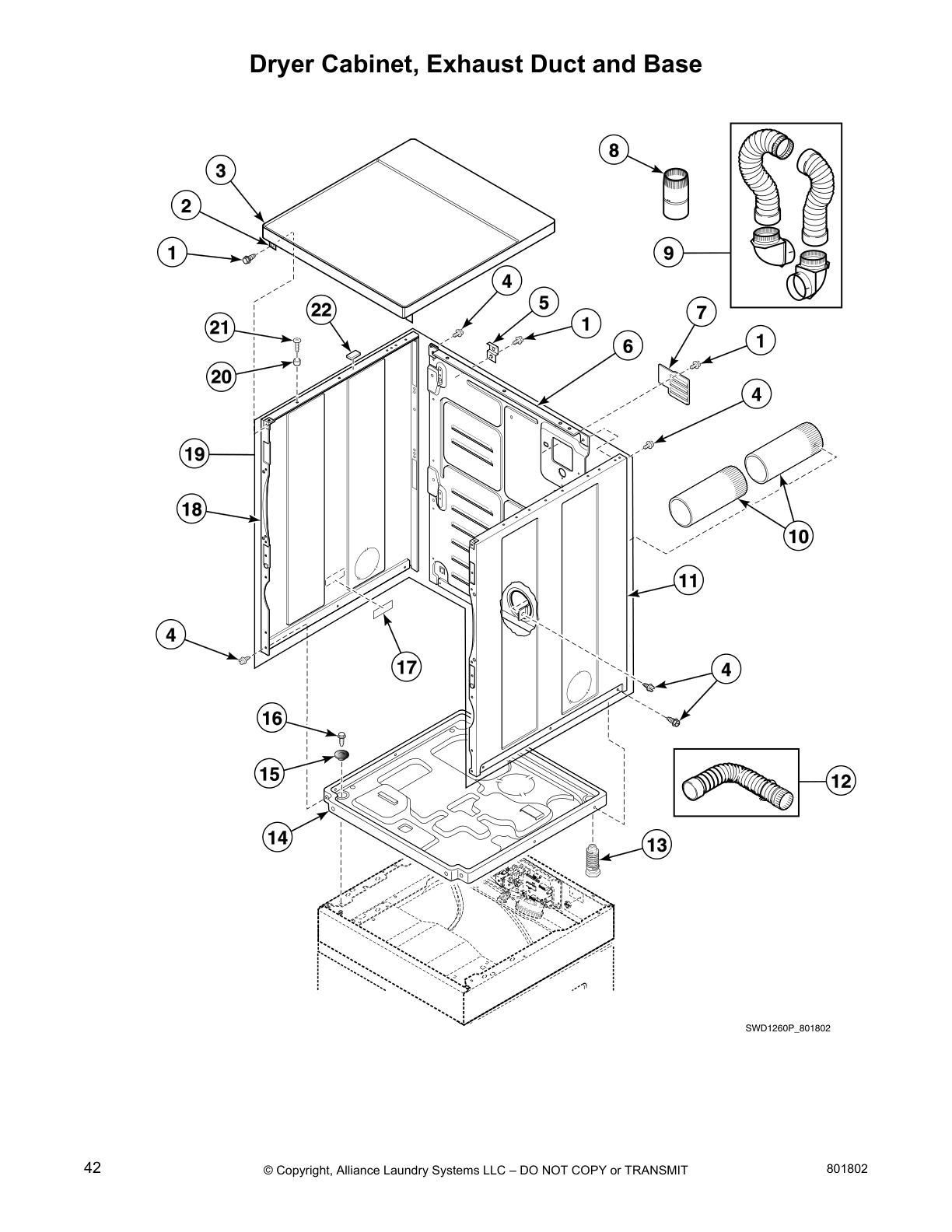 Dryer Cabinet, Exhaust Duct and Base