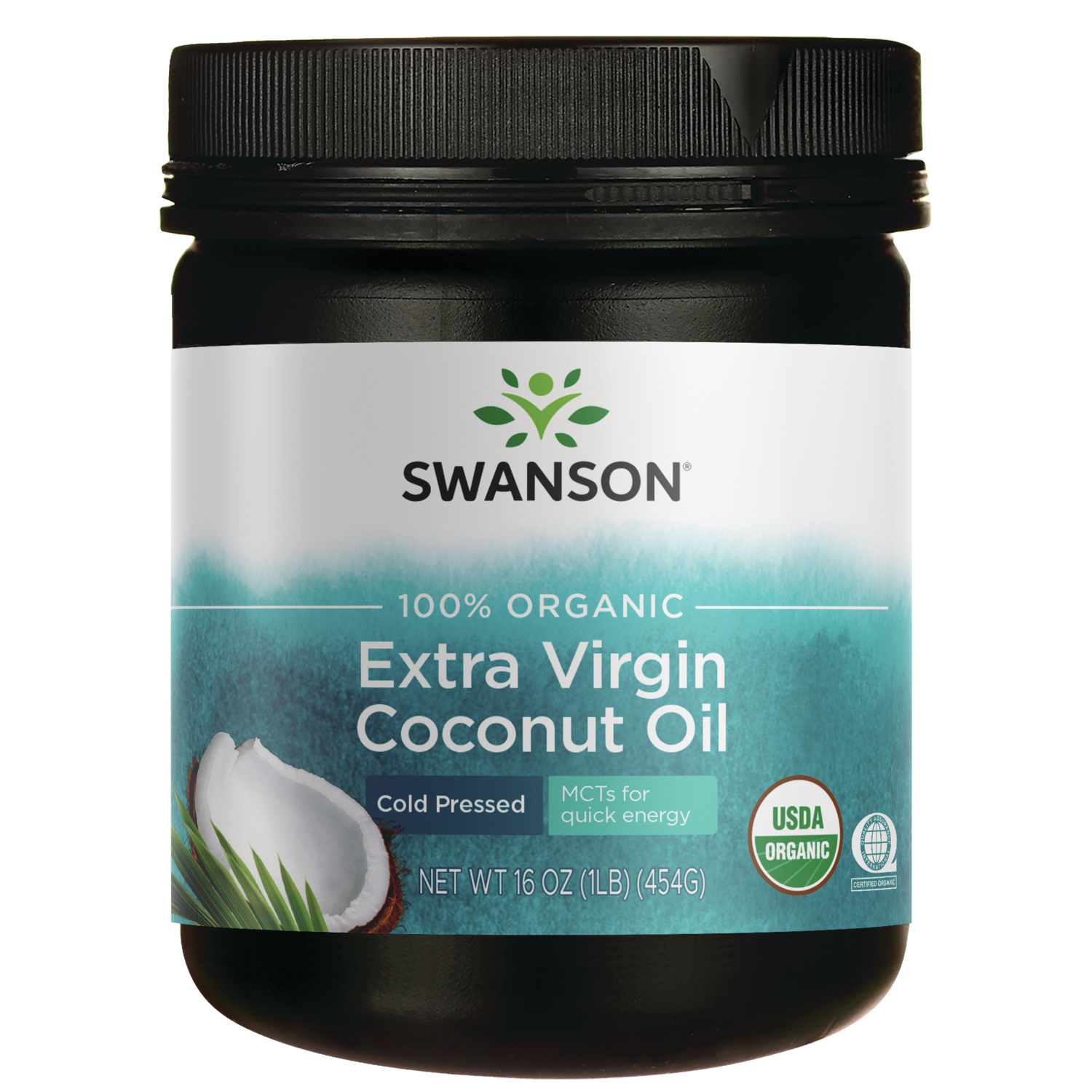Swanson Vitamins 100% Organic Extra Virgin Coconut Oil - Cold Pressed Vitamin | 16 oz Solid Oil