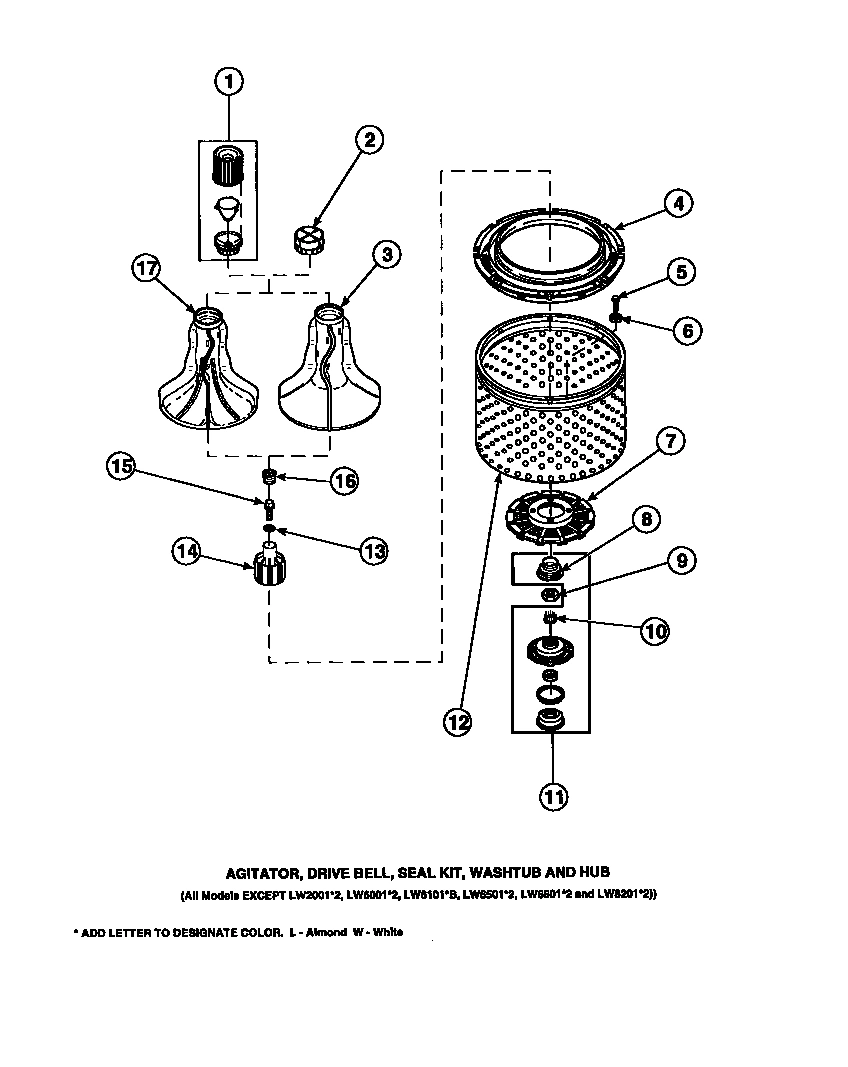 03 - AGITATOR/DRIVE BELL/SEAL KIT/TUB & HUB