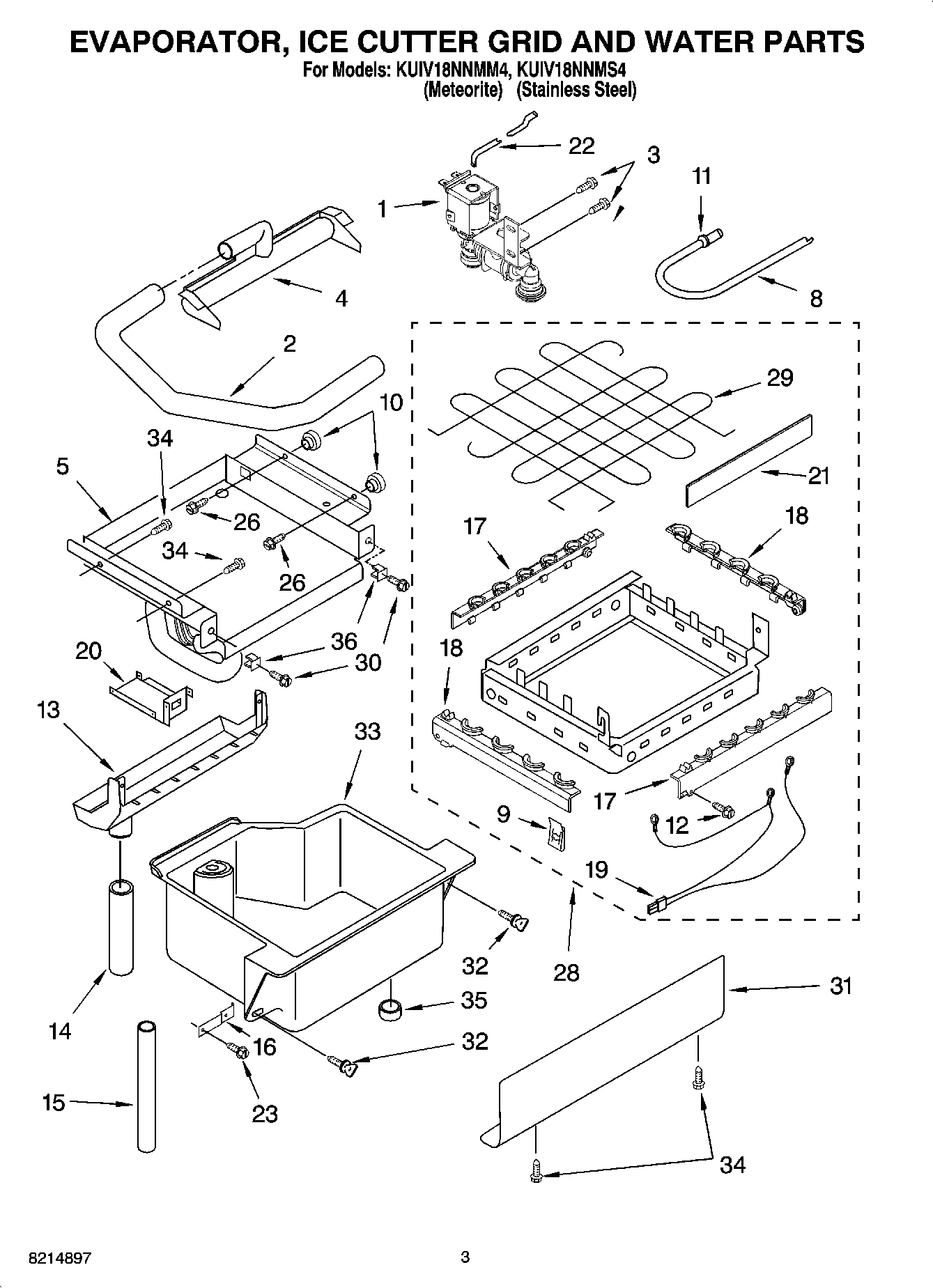 02 - EVAPORATOR, ICE CUTTER GRID AND WATER PARTS