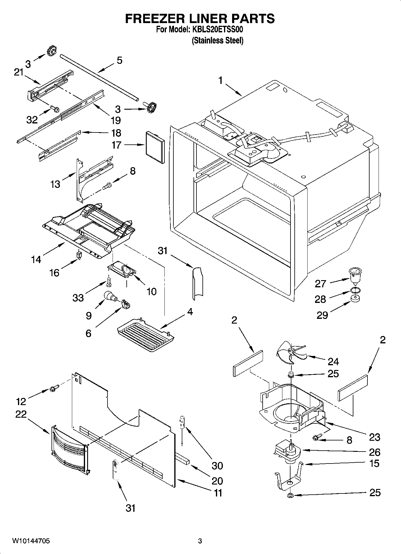 02 - FREEZER LINER PARTS