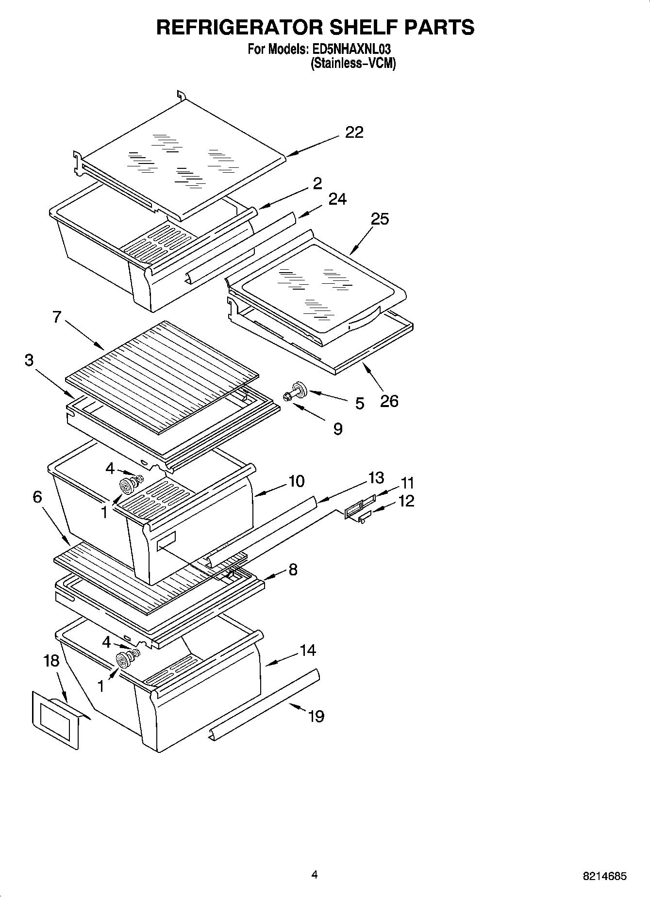 03 - REFRIGERATOR SHELF PARTS