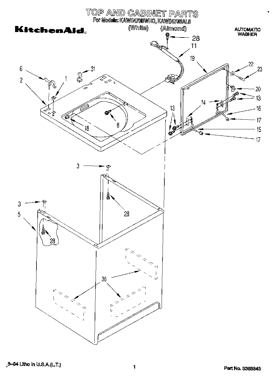 01 - TOP AND CABINET, LIT/OPTIONAL