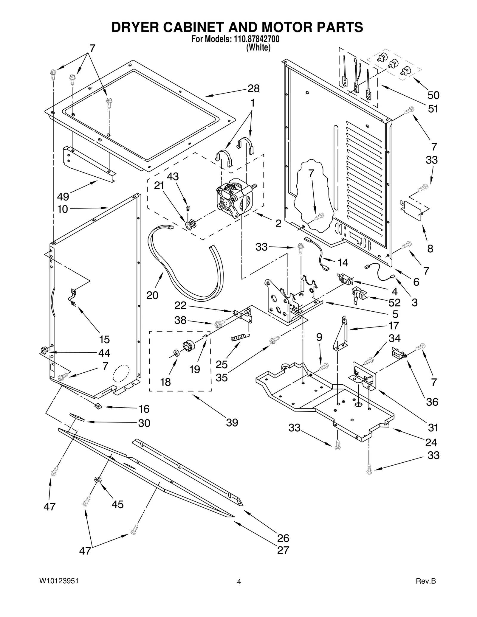 DRYER CABINET AND MOTOR PARTS