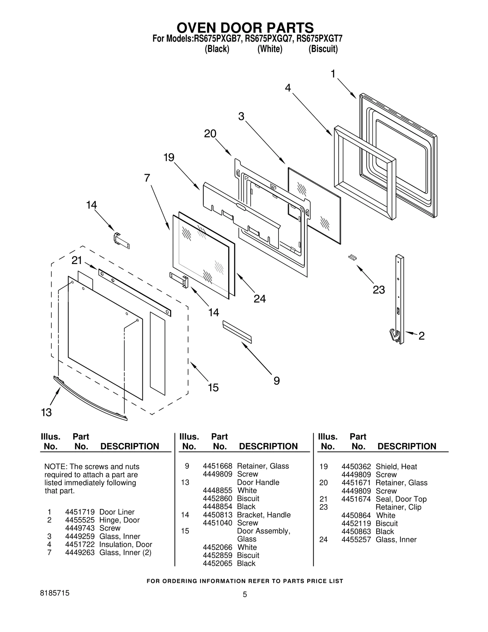 OVEN DOOR PARTS