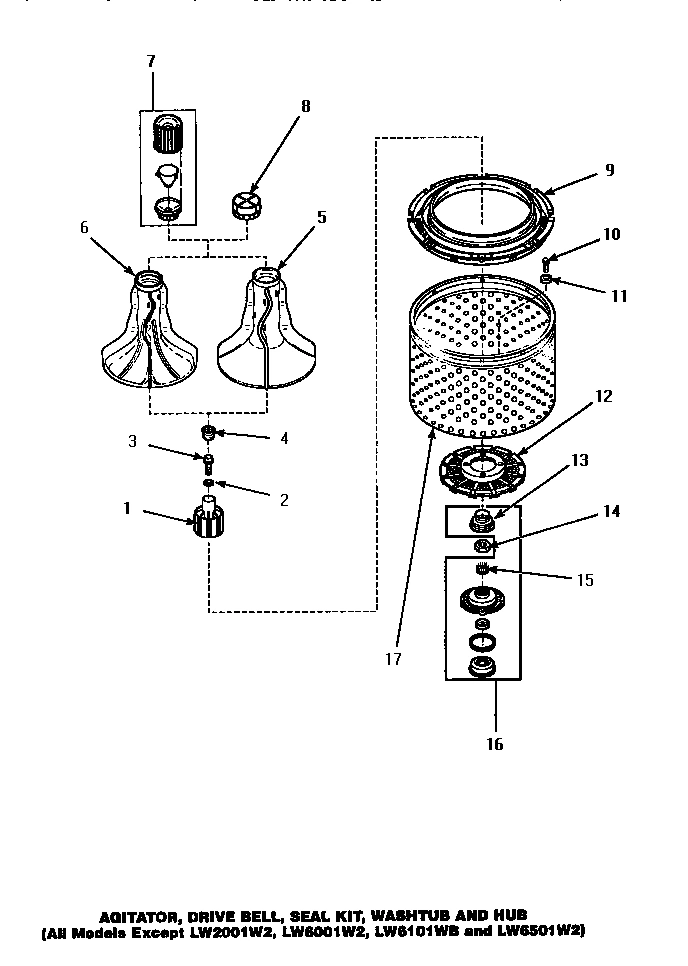 02 - AGITATOR/DRIVE BELL/SEAL KIT/TUB & HUB