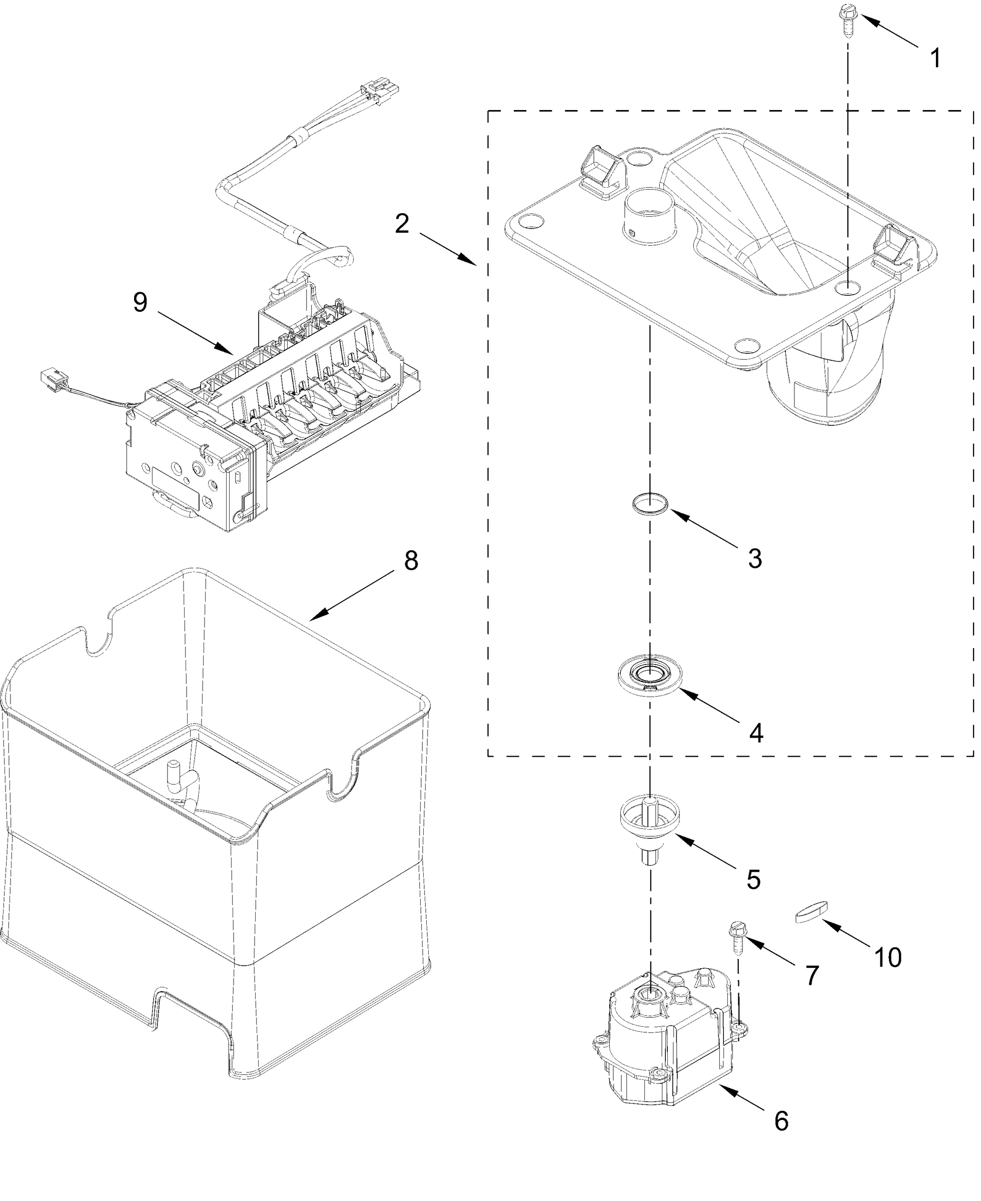 ICEMAKER AND ICE CONTAINER PARTS