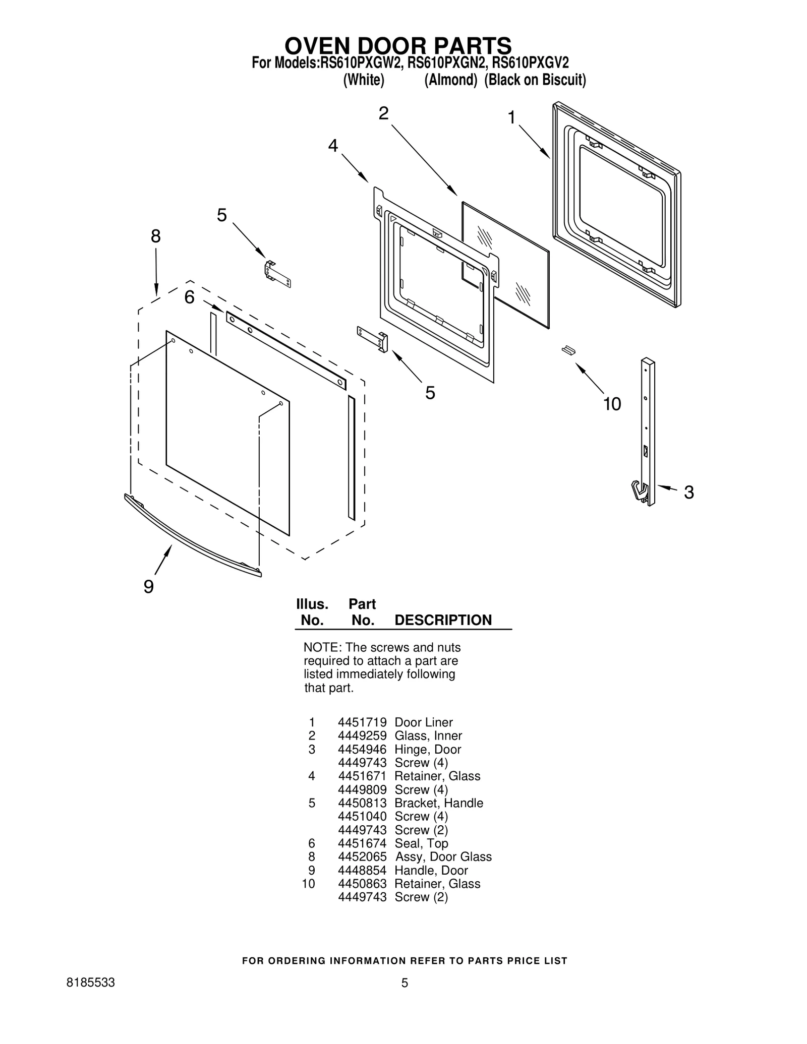 OVEN DOOR PARTS